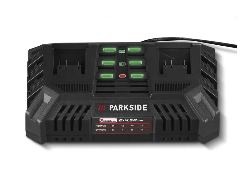 PARKSIDE® Chargeur de batterie double PDSLG 20 B1. 2 x 4.5 A. 20 V