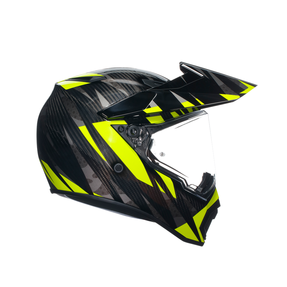 AX9 STEPPA CARBON/GREY/YELLOW FLUO - MOTORBIKE FULL FACE HELMET E2206