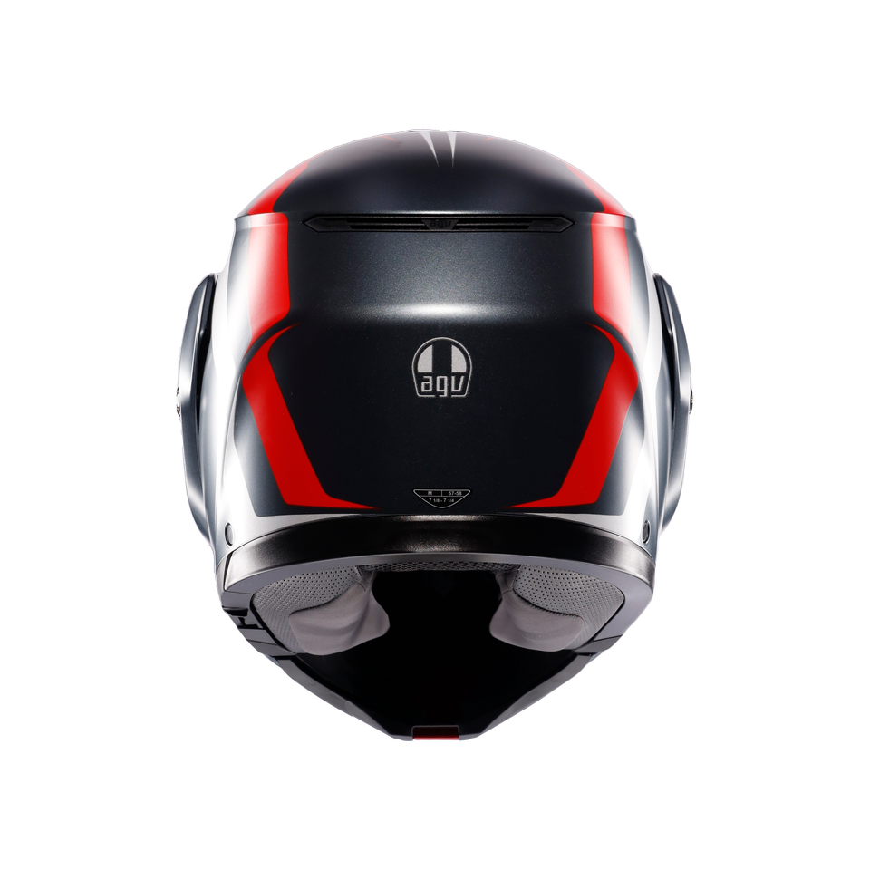 STREETMODULAR RESIA MATT GREY/SILVER/RED - MOTORBIKE FLIP UP HELMET E2206