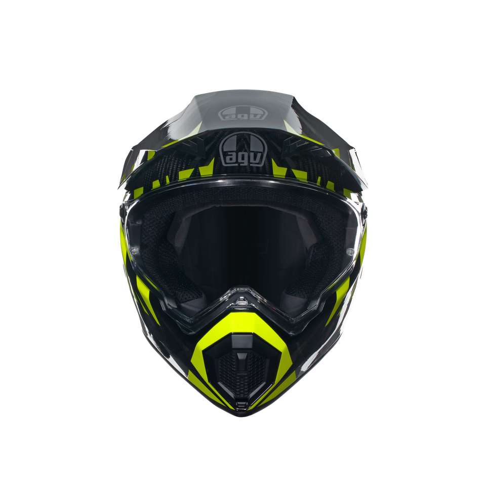 AX9 STEPPA CARBON/GREY/YELLOW FLUO - MOTORBIKE FULL FACE HELMET E2206