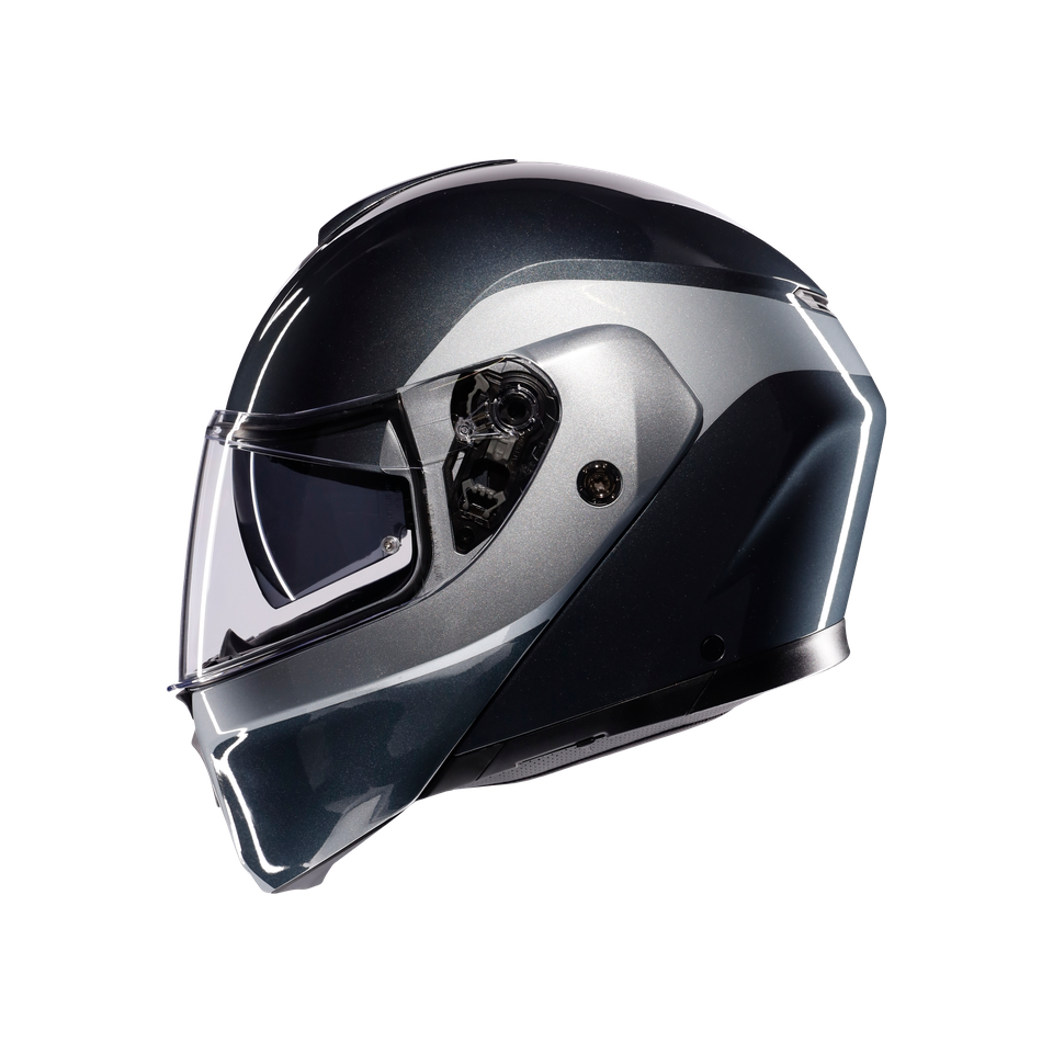 STREETMODULAR LEVICO GREY/SILVER - MOTORBIKE FLIP UP HELMET E2206