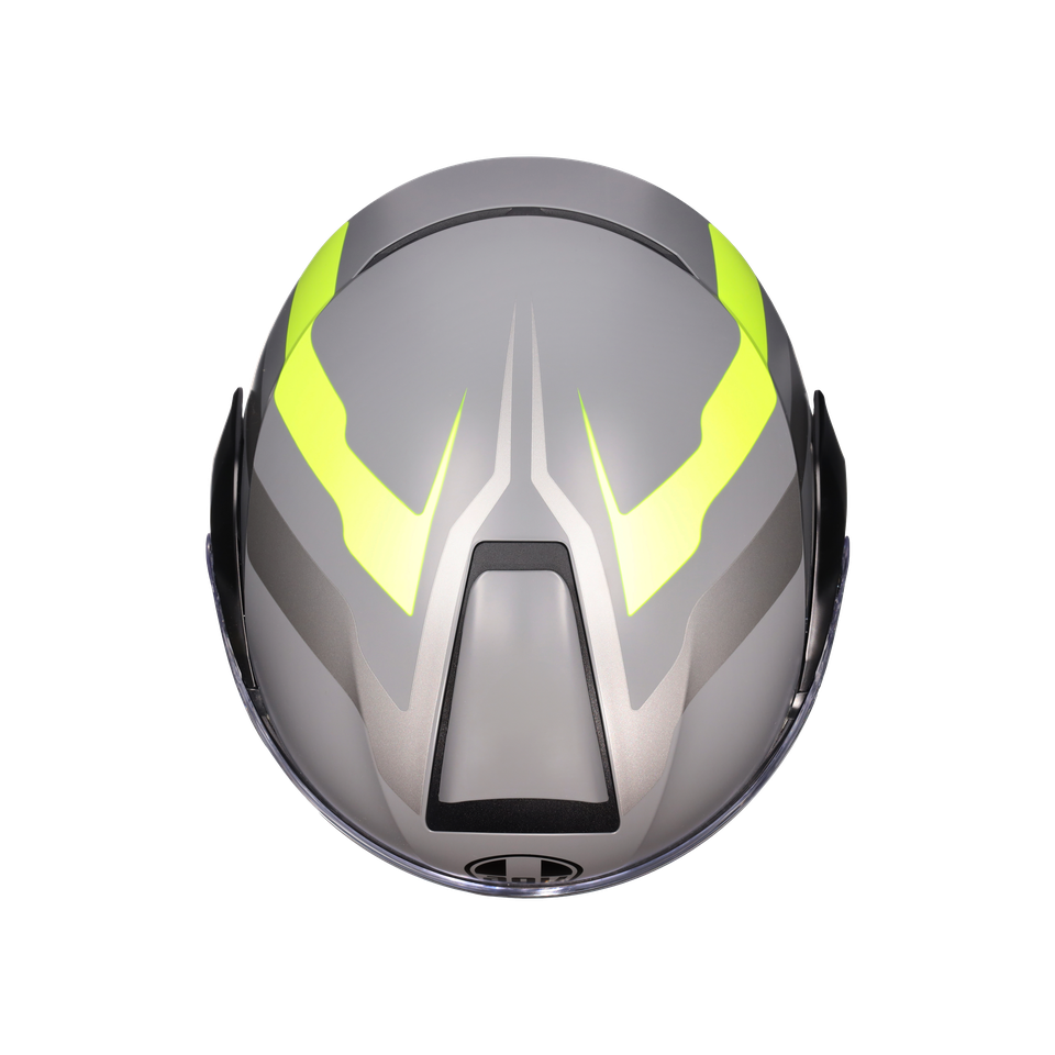 STREETMODULAR RESIA MATT GREY/BLACK/YEL FLUO - MOTORBIKE FLIP UP HELMET E2206