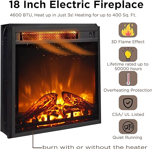 OKD Farmhouse Electric Fireplace TV Stand for 65+ Inch TV, Rustic Entertainment Center with 18