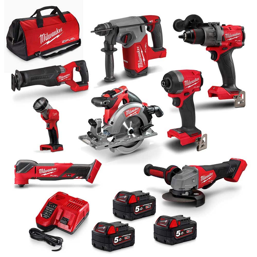 MILWAUKEE 18V FUEL™ 8 Piece 3 x 5.0Ah Combo Kit M18FPP8A3503B