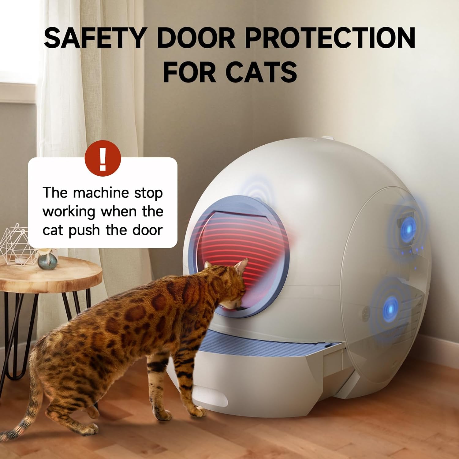 Self Cleaning Litter Box for Cats, Nafcefi Automatic Cat Litter Box Self Cleaning Extra Large, Robot Litter Box Self Cleaning App Control/Odor Removal/Safety Protection Litter Box