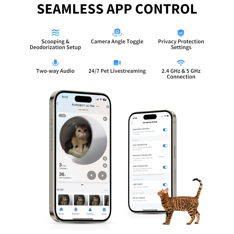 PETKIT Purobot Ultra Self-Packing & AI-Powered Camera Automatic Cat Litter Box, 5G WiFi Self Cleaning Cat Litter Box, True Hands-Free Auto Scooping Cat Litter Box