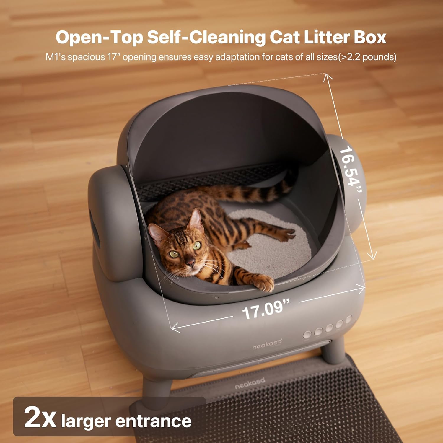 Neakasa M1 Open-Top Self Cleaning Cat Litter Box, Automatic Cat Litter Box with APP Control, Odor-Free Waste Disposal