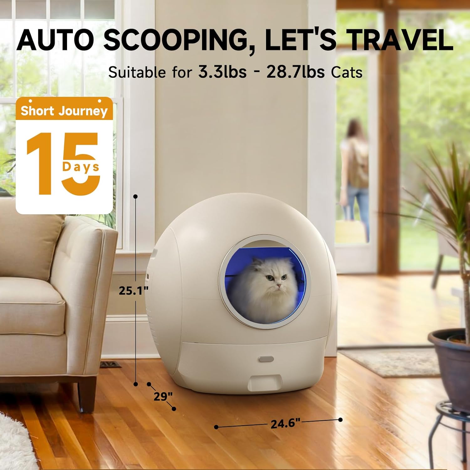 Self Cleaning Litter Box for Cats, Nafcefi Automatic Cat Litter Box Self Cleaning Extra Large, Robot Litter Box Self Cleaning App Control/Odor Removal/Safety Protection Litter Box