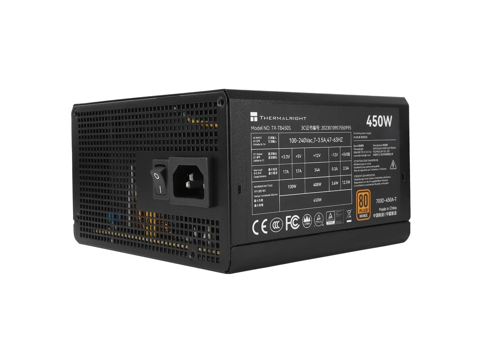 Thermalright TR-TB450S Sort - PSU. 80+ Bronze. 450W