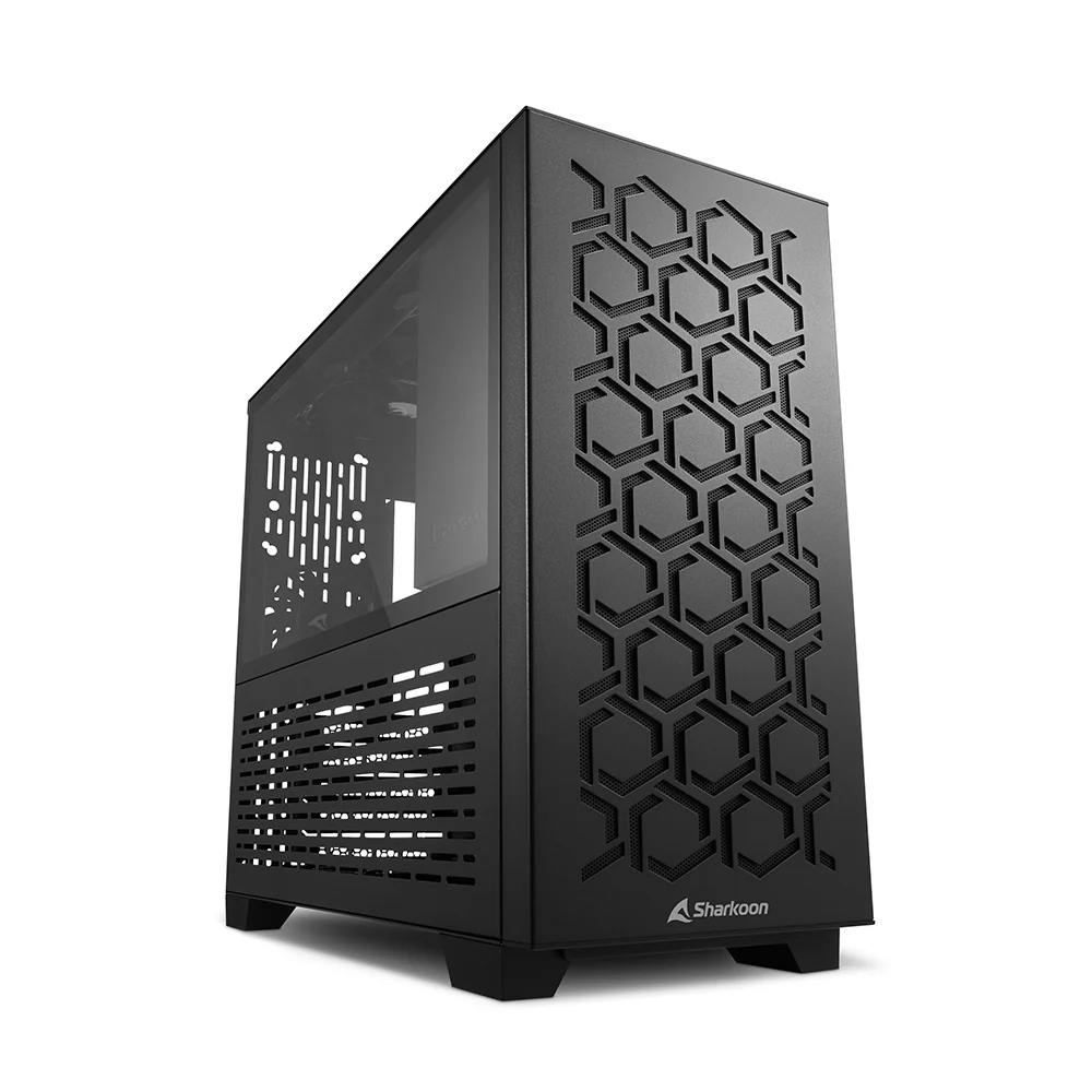 Sharkoon MS-Y1000. gaming tower case (black. tempered glass side panel)