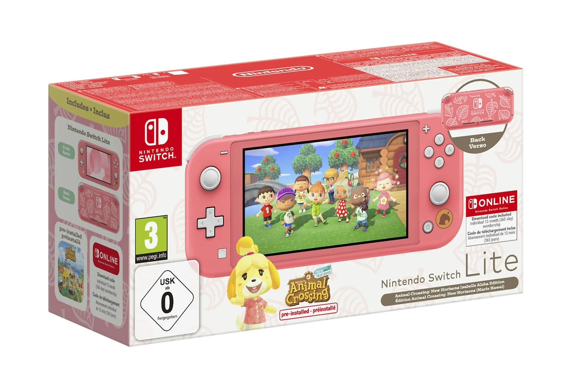 Nintendo Switch Lite - Coral inc. AC + NSO 12M