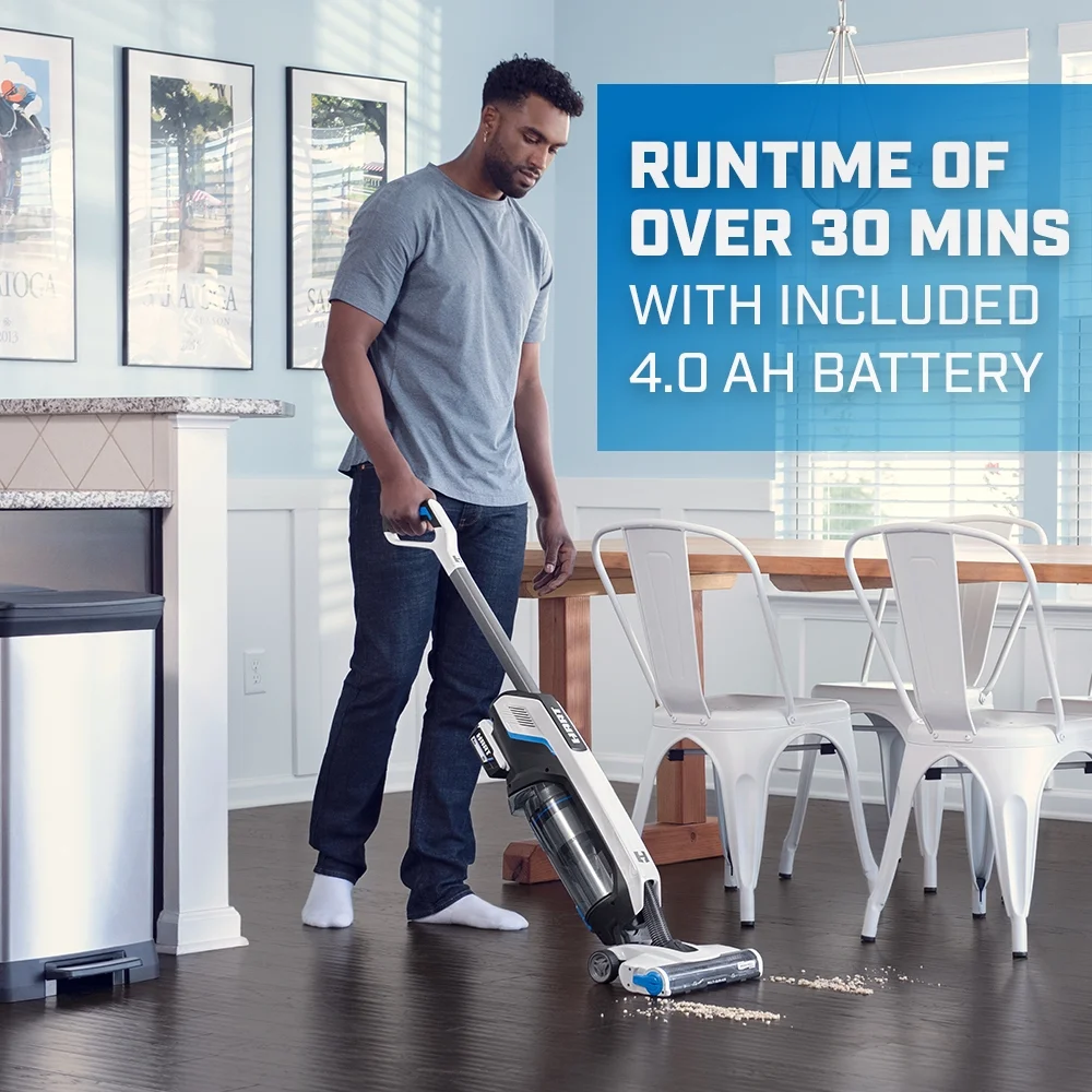 HART 20-Volt High Capacity Cordless Stick Vacuum Kit (1) 20-Volt 4.0AH Lithium-Ion Battery, Lightweight, Powerful Suction, Pet Hair, Hard Floor, Carpet, HEPA Filter, Self-Cleaning Brushroll
