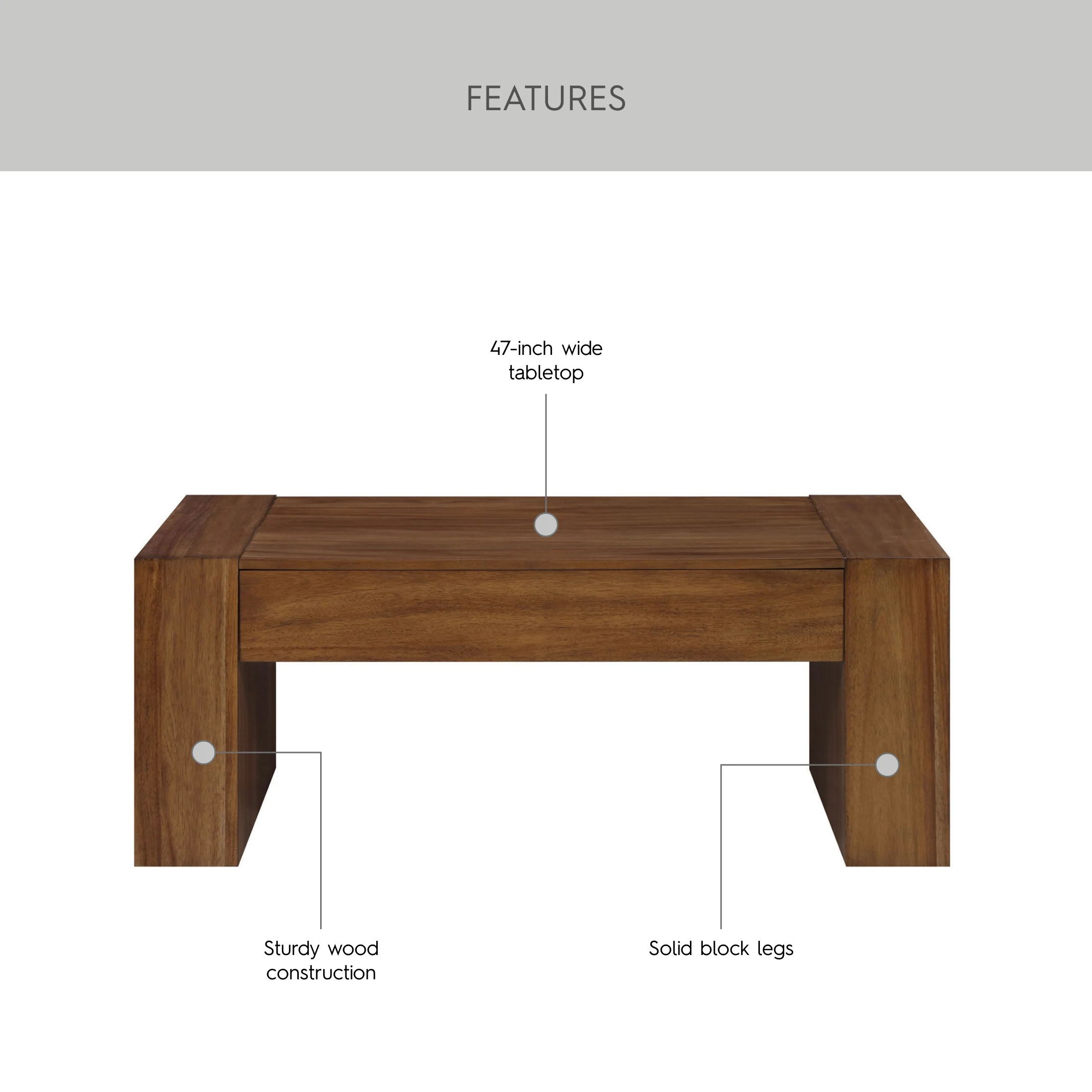 Better Homes & Gardens Ezra Oversized Coffee Table, Walnut
