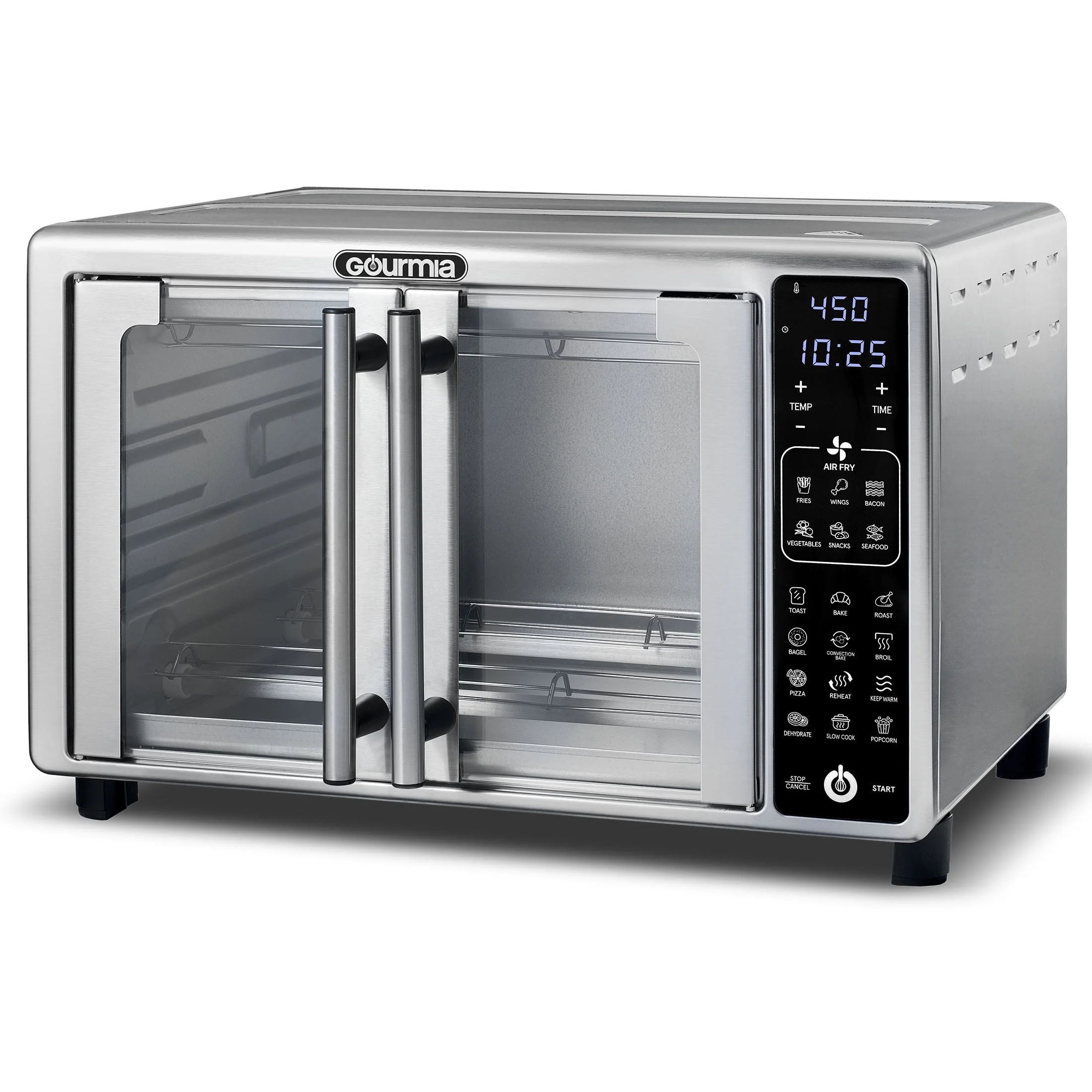 New Gourmia 6-Slice Digital Toaster Oven Air Fryer with 19 One-Touch Presets, Stainless Steel