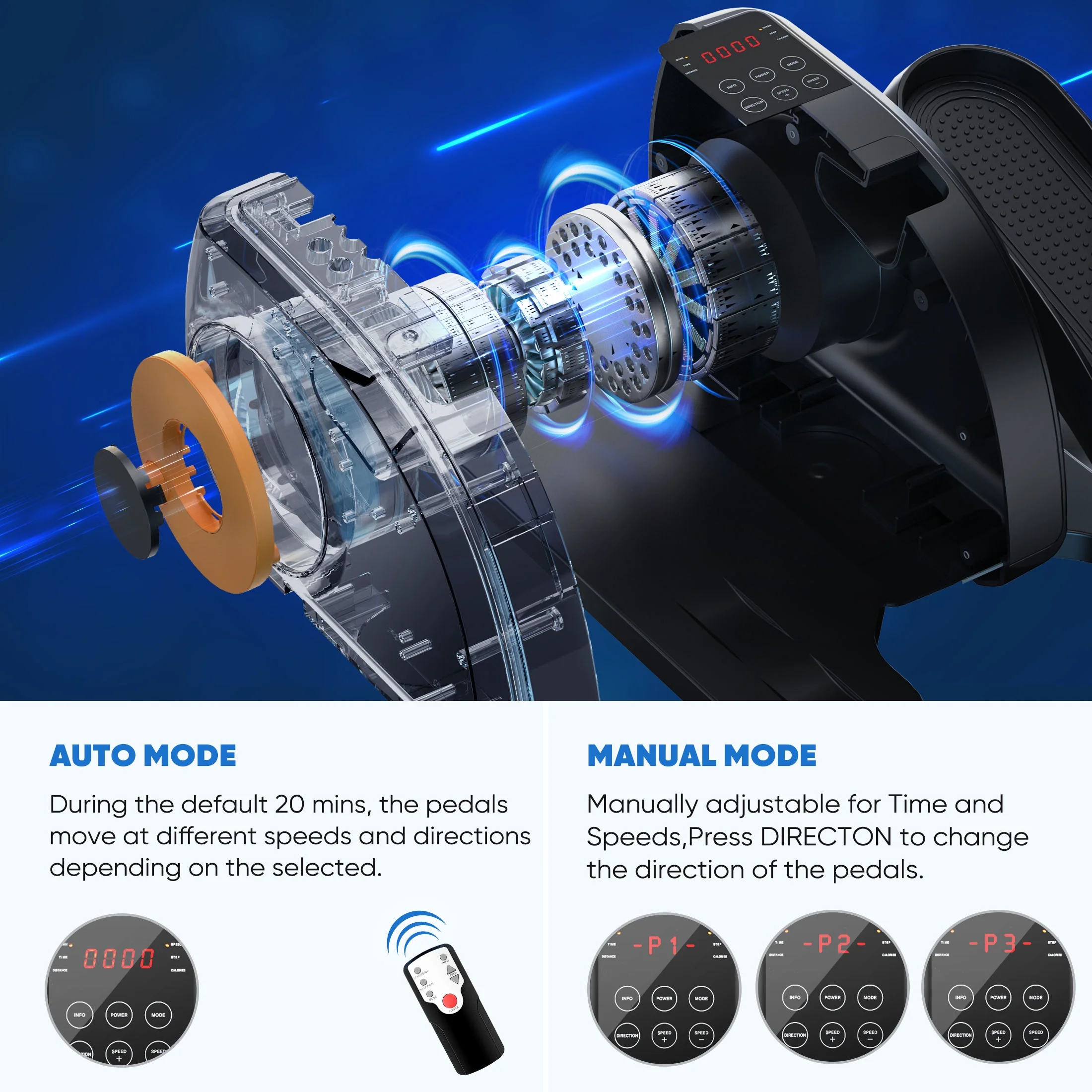 edx Under-Desk Elliptical Machine �?Compact, Quiet & Portable Pedal Exerciser with Adjustable Speed, LED Display, Ideal Mini Elliptical for Home or Office Workout