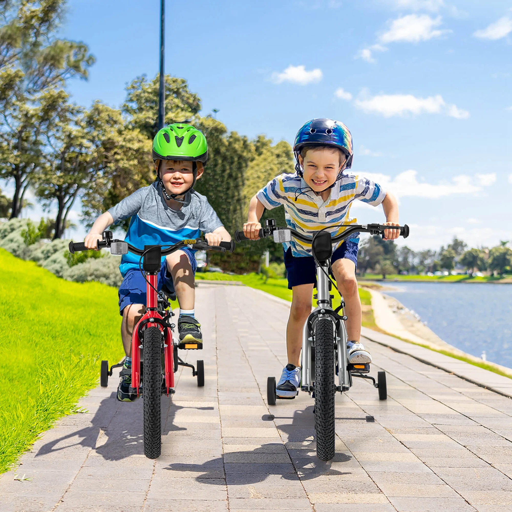 Costway 16-Inch Kid��s Bike for 4-7 Years Old with Adjustable Saddle & Anti-slip Handlebar Black