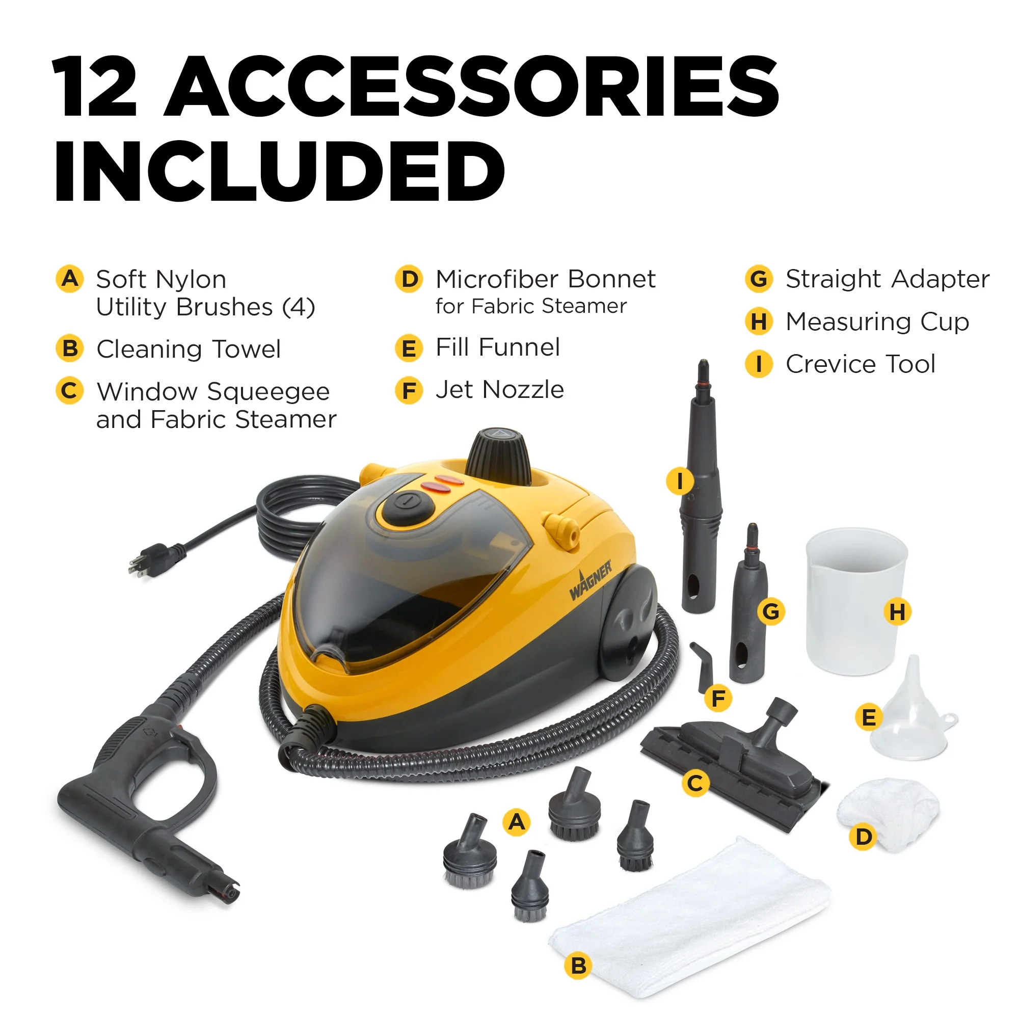 Wagner Steam Cleaner for Auto and Home Projects, 12pc Accessory Set, 905e Autoright Steamer