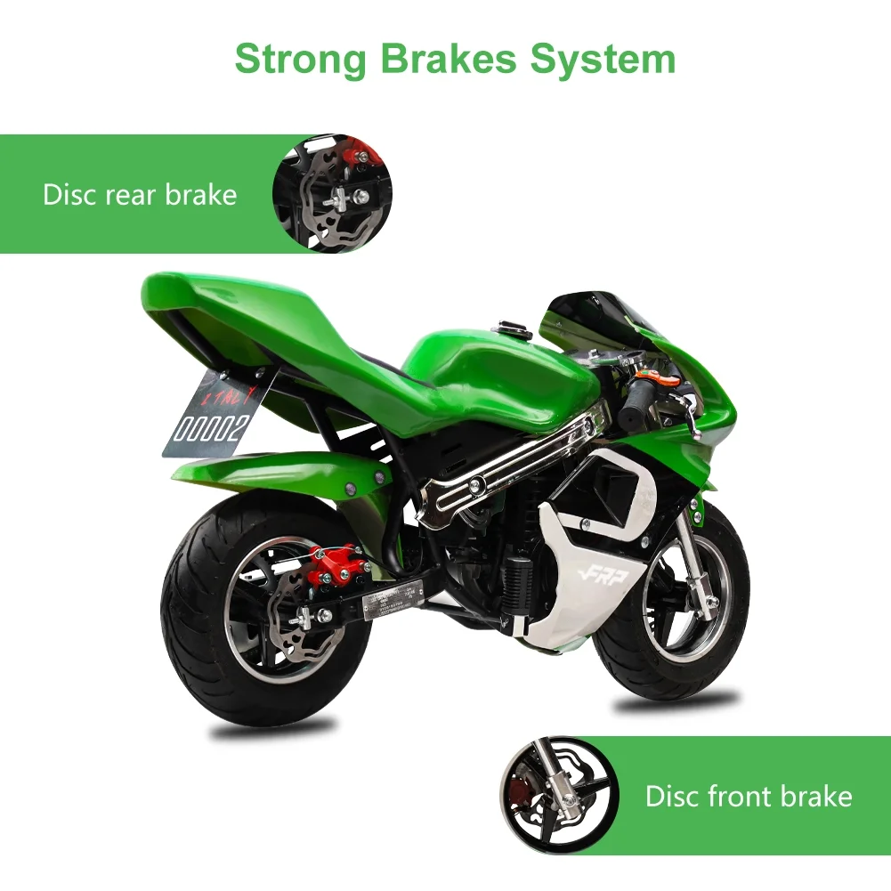 FRP 2 Stroke Pocket Bike 02, Mini Bike for Kids Max Weight 165 LB, Streamline Style Mini Pocket Bike W/ Strong Dual Brakes, Racing Pocket Rocket Max Speed 20 Mph, Blue