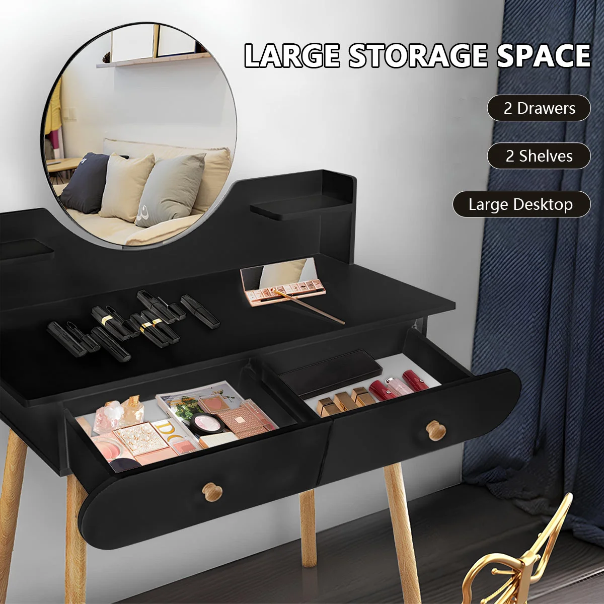 EONROACOO Makeup Vanity Table with Mirror, Dressing Table Vanity Desk, Adult Teen(White)