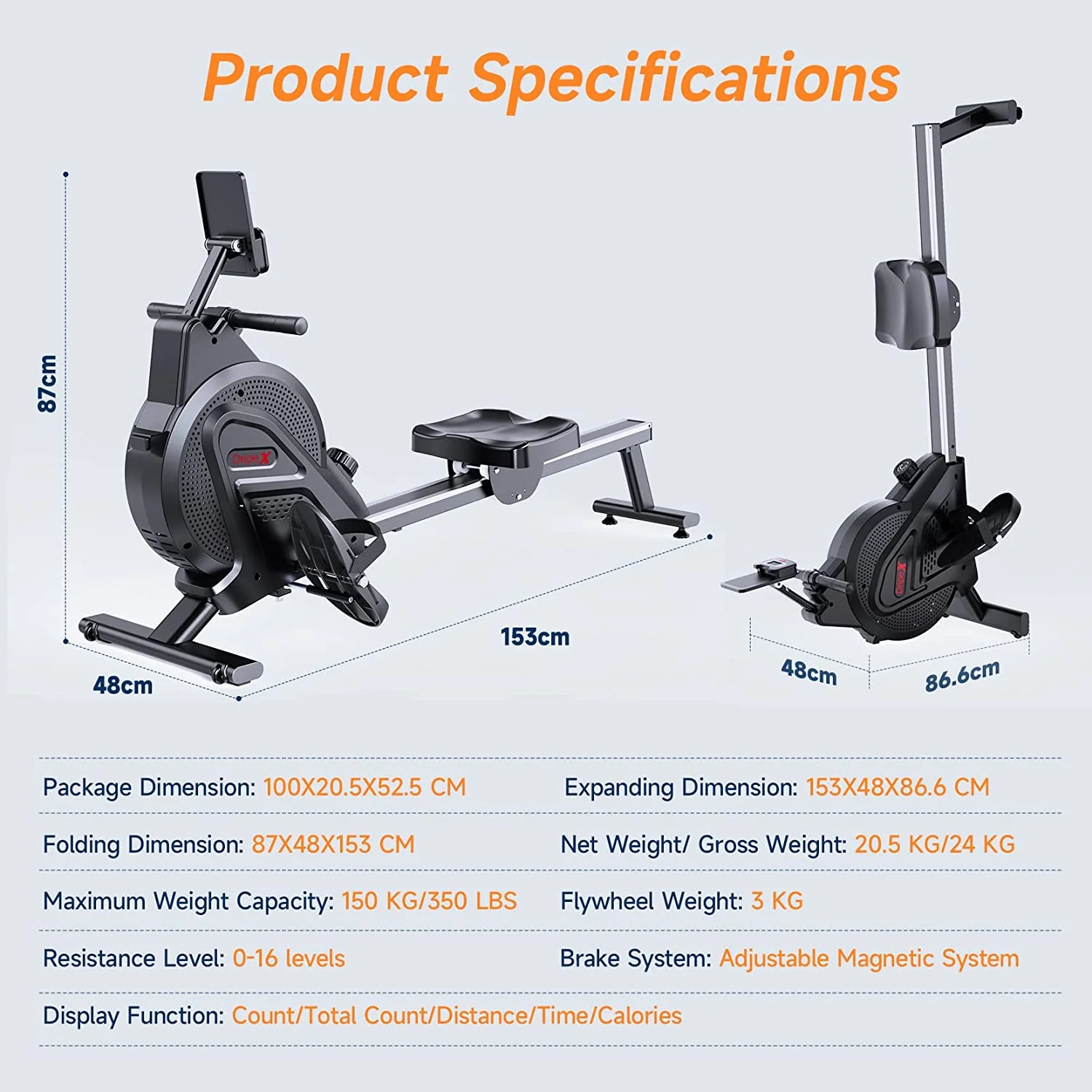 Dripex Magnetic Rowing Machine, Black, 242 lb