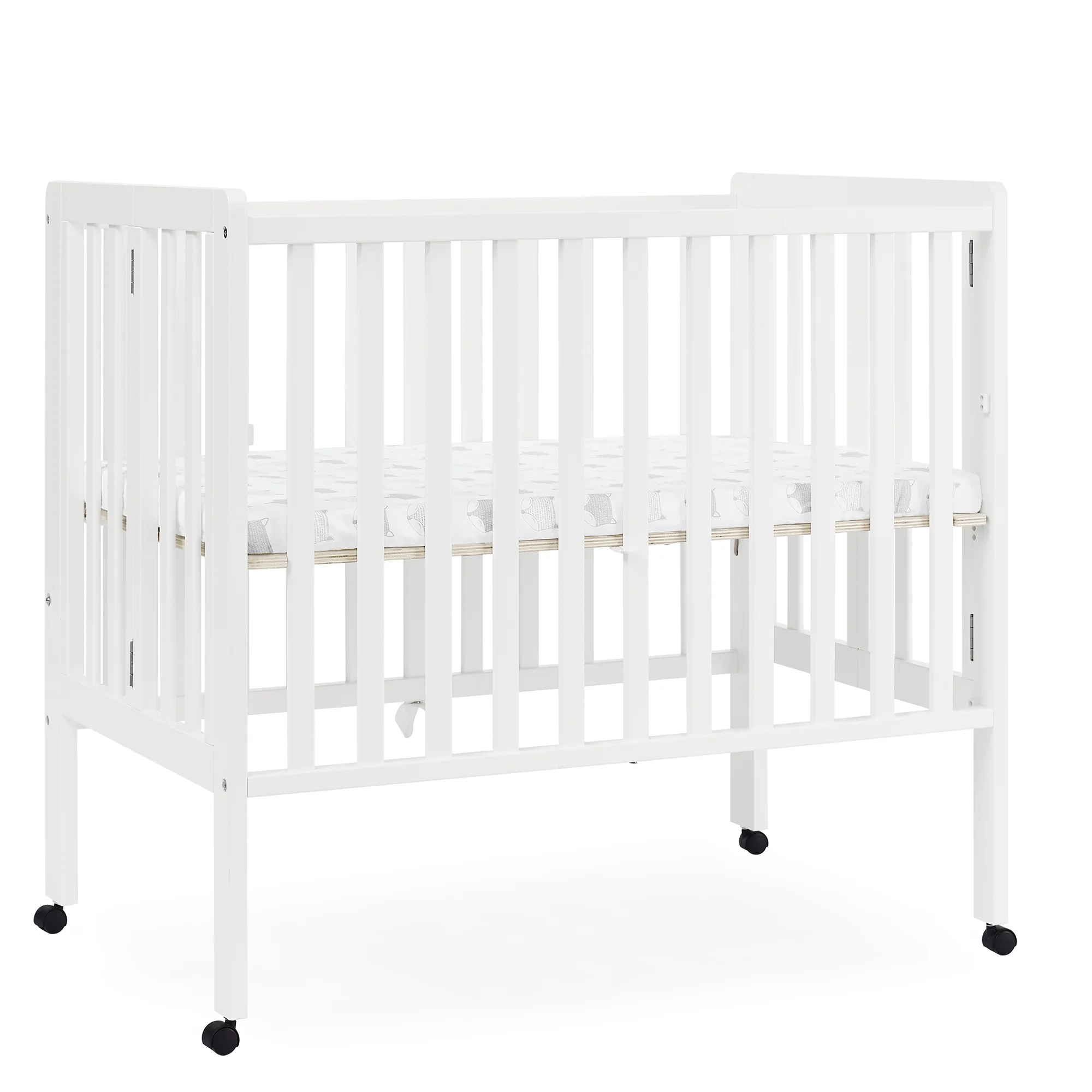 Delta Children Lee Portable Folding Mini Crib with 1.5-Inch Mattress - Greenguard Gold Certified, Bianca White