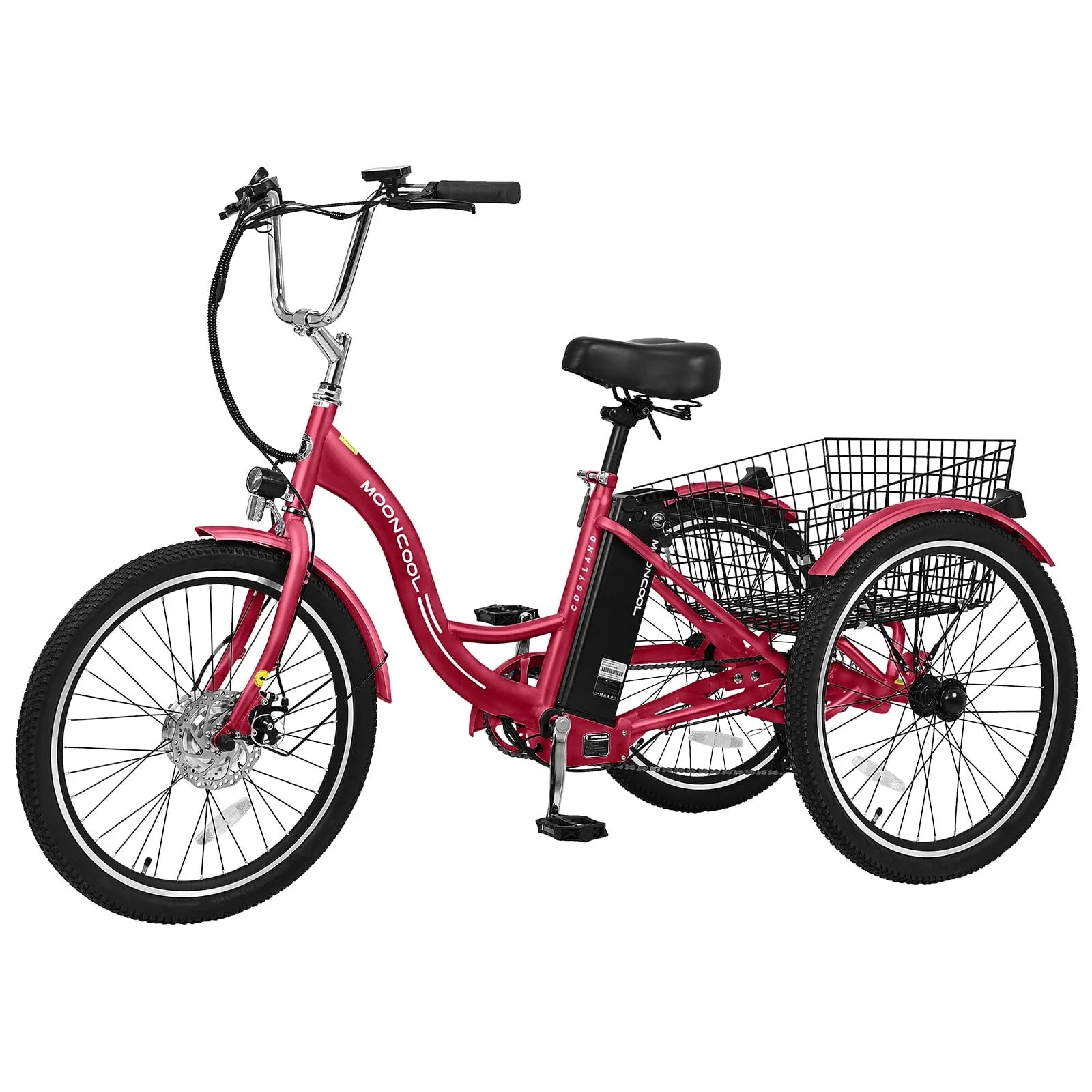 Lilypelle Electric Tricycle ,3 Wheel Motorized Bicycle,with 350W Motor 36V 10.4AH Lithium Battery UL Certified,24