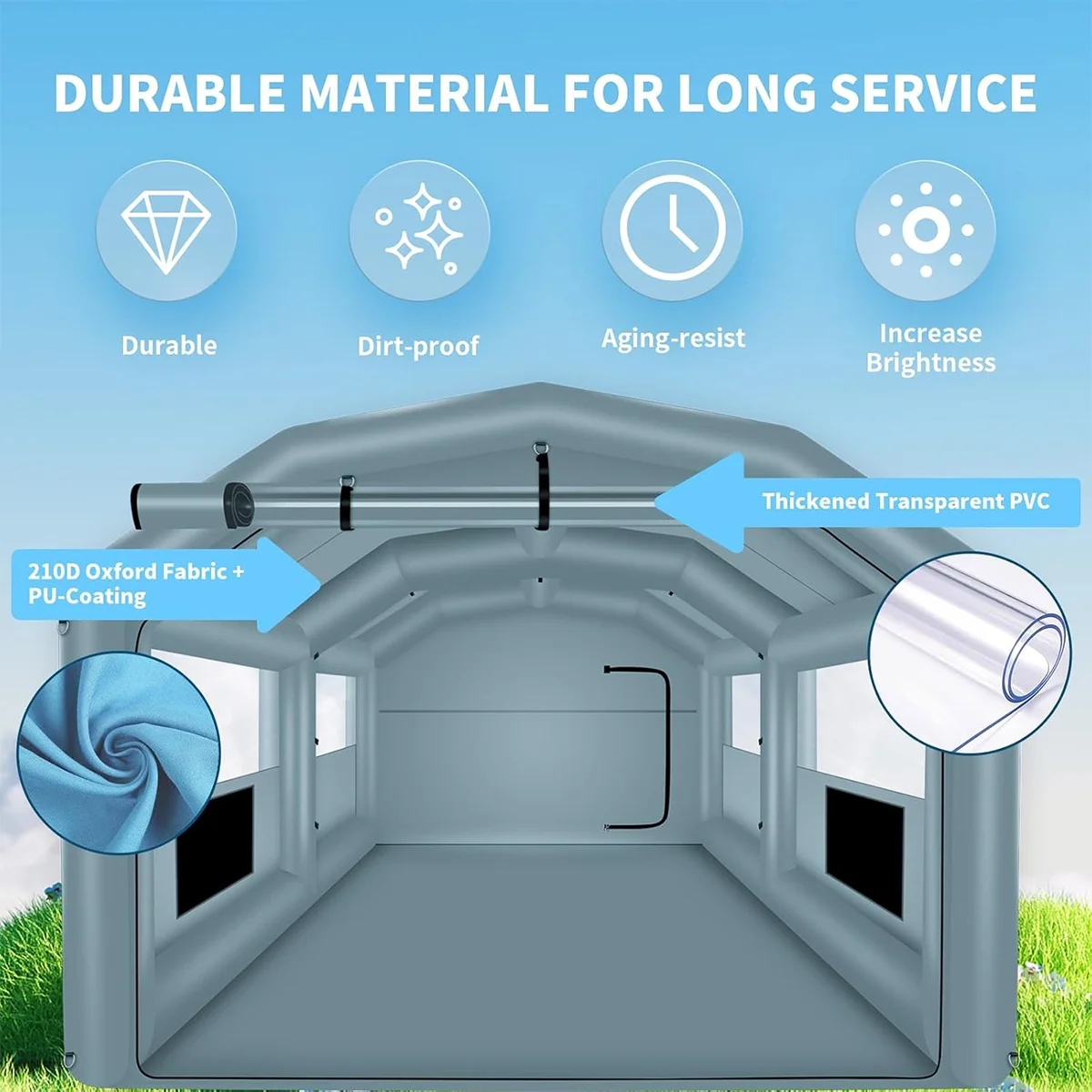 xhyhwyd Inflatable Paint Booth 20 x 13.5 x 9.7ft Portable Inflatable Spray Booth Tent with 1100W Blower for DIY Spray Car Parts Painting