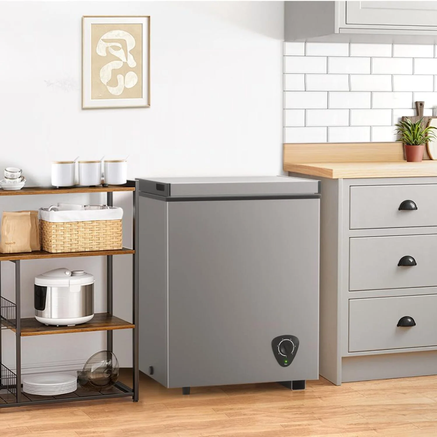 Ecotronic 3.8 Cu Ft Compact Chest Freezer, Grey, Low Noise, Energy Saving, 7-Gear Temperature Control