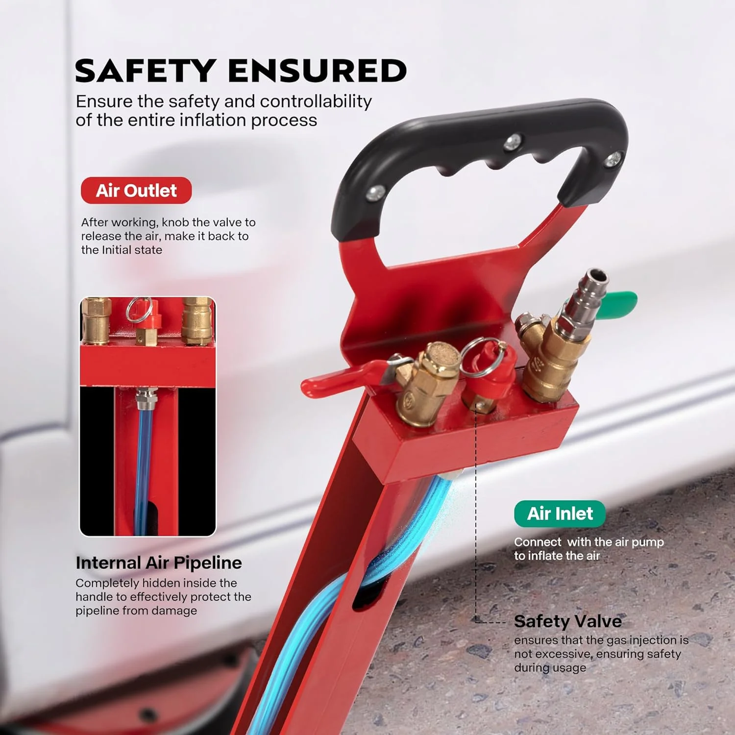 VIVOHOME Air Bag Jack, 3 Ton/6600lbs Pneumatic Car Jack with Adjustable Long Handle, Lift Range 5.3 Inch to 15.8 Inch, 3-5S Fast Lifting