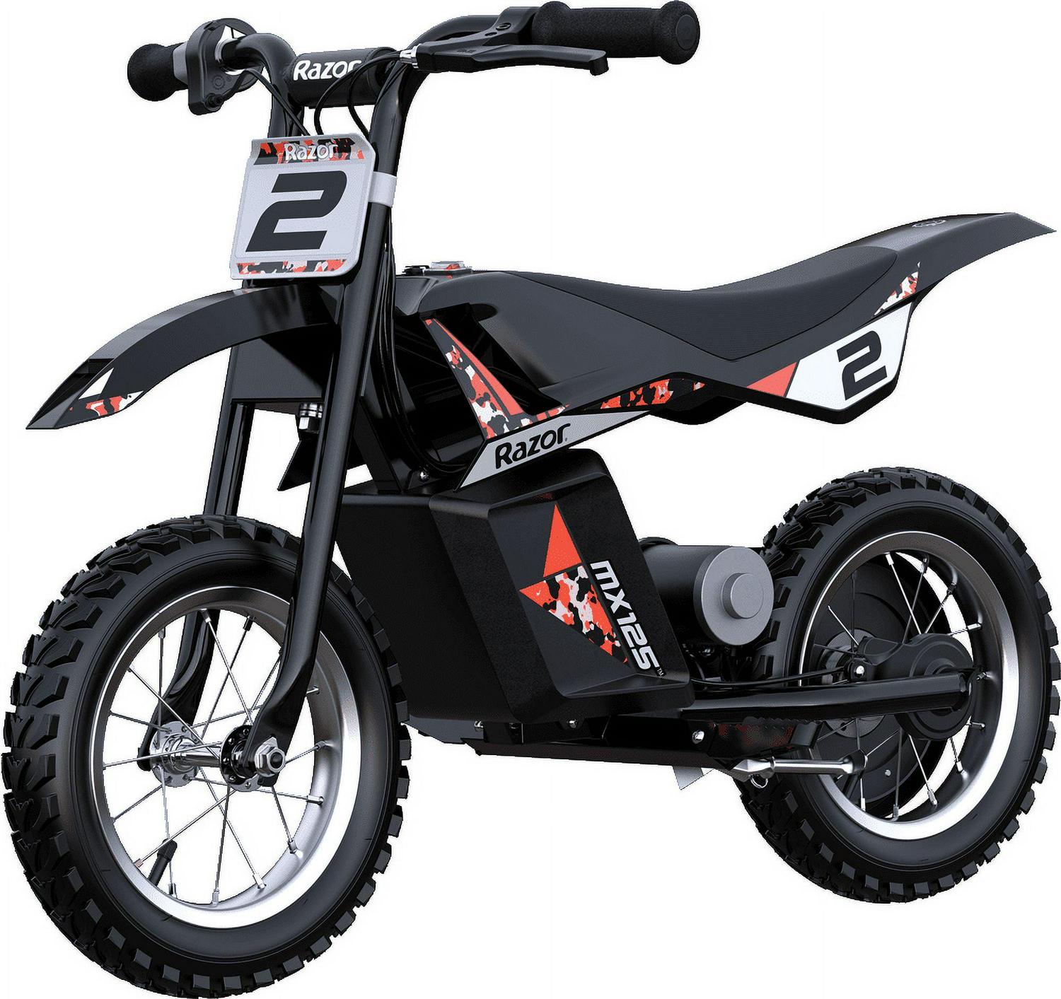 Razor Dirt Rocket MX125 Electric-Powered Dirt Bike - Black with Decal Included. for Child 5+