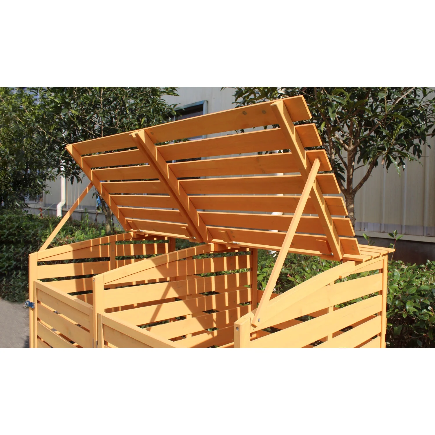 Hanover Outdoor 4.9 ft. x 4 ft. Wooden Trash Bin and Recyclables Storage Shed - HANWS0103-NAT