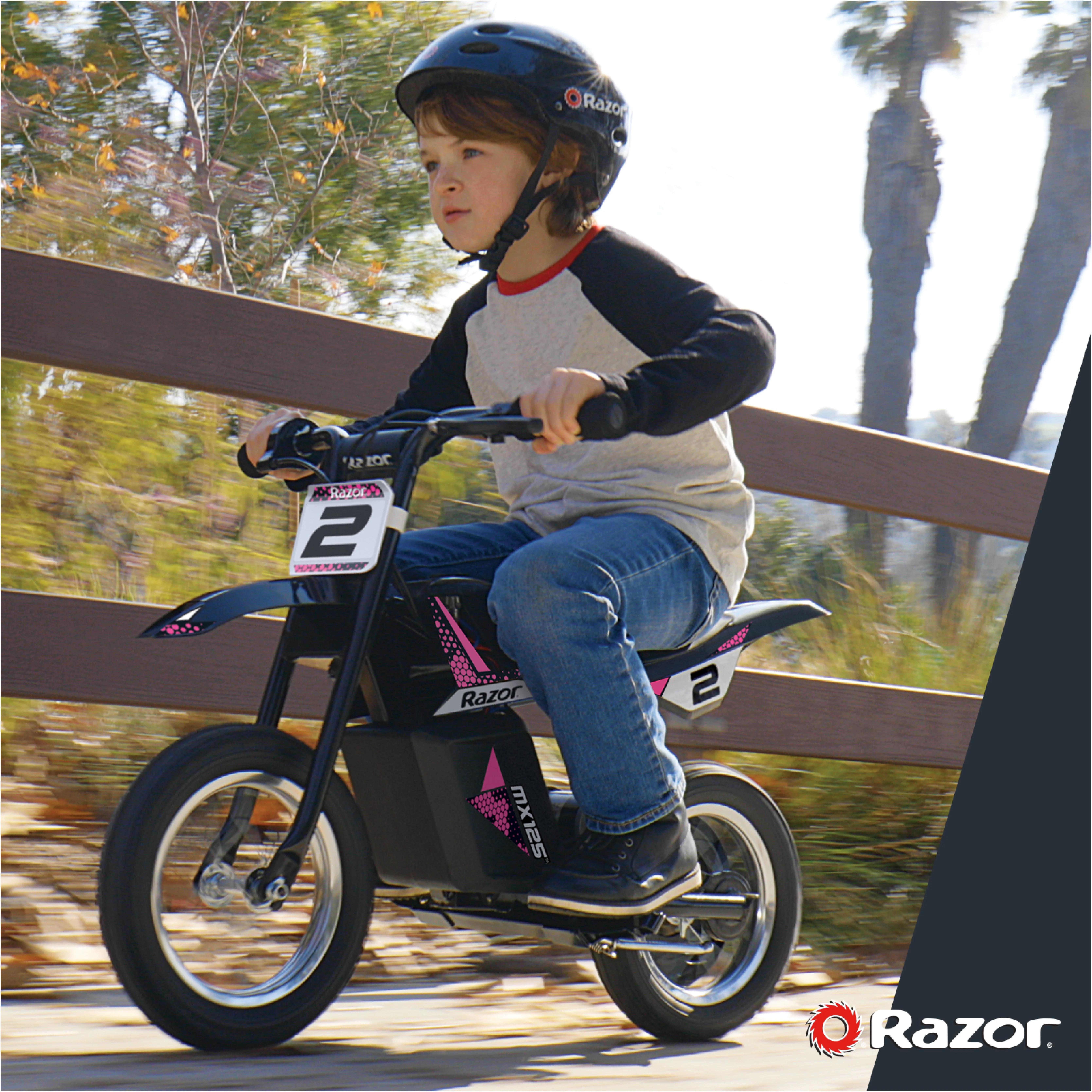 Razor Dirt Rocket MX125 Electric-Powered Dirt Bike - Black with Decal Included, for Child 5+