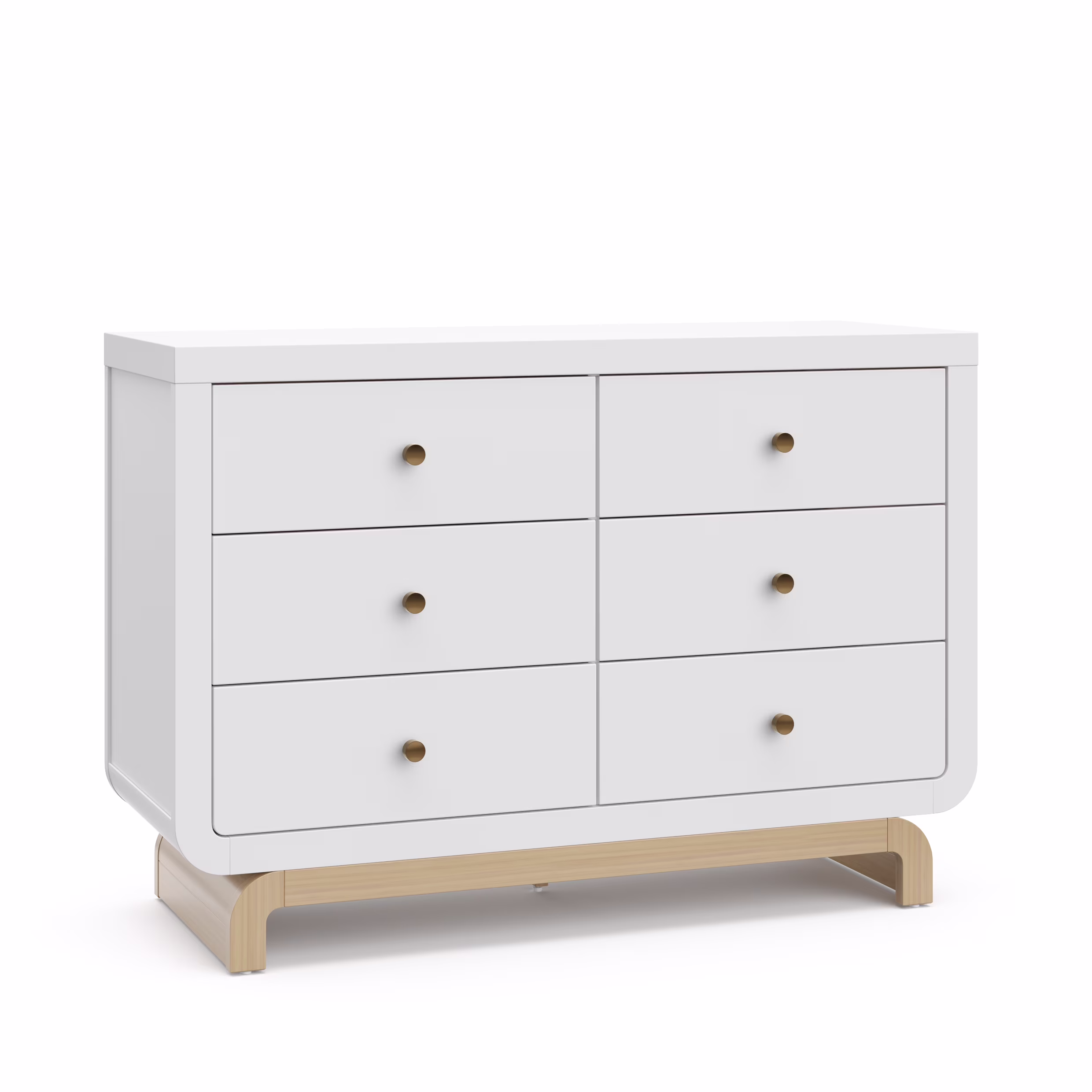 Storkcraft Santorini 6 Drawer Double Dresser, White/Driftwood