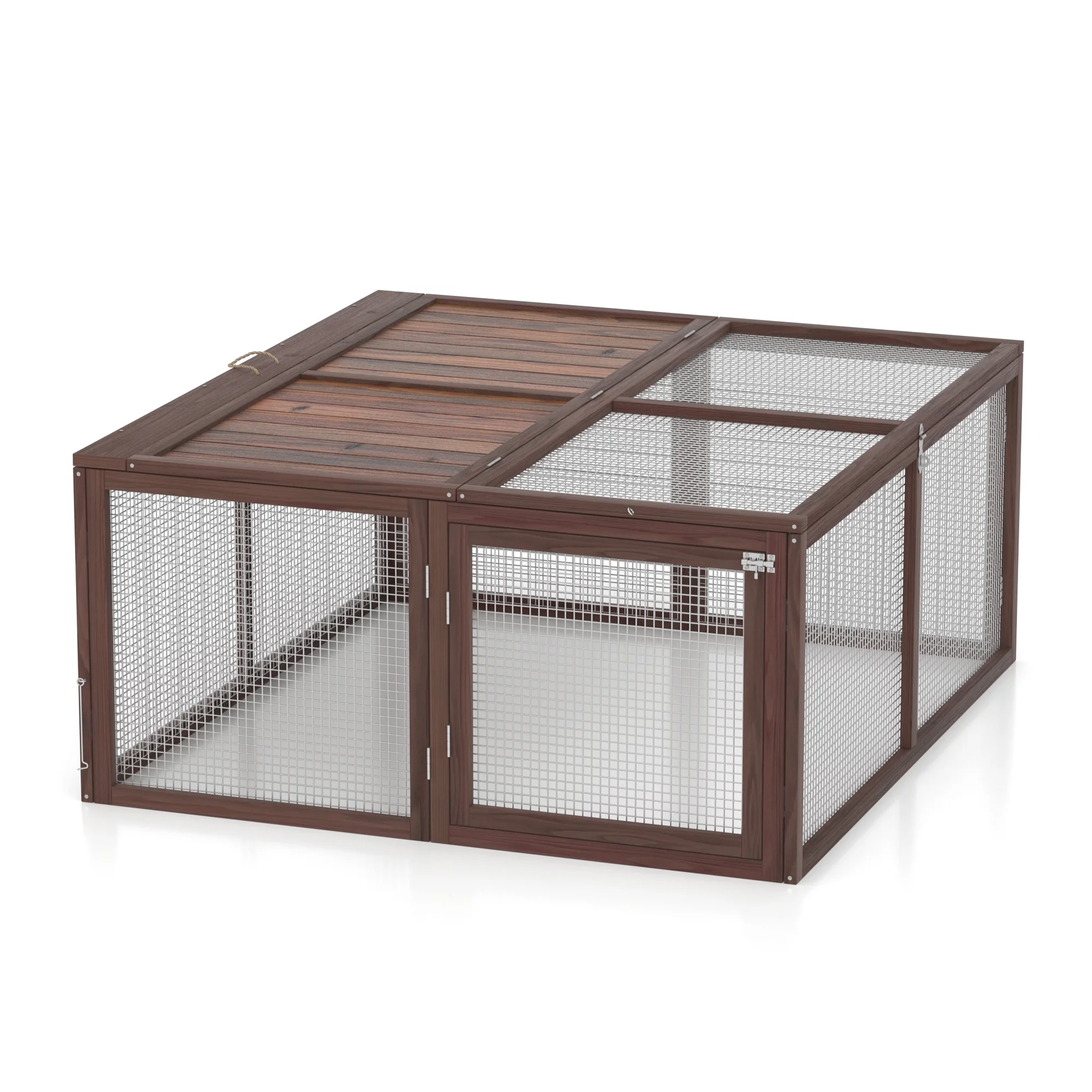 Portable Chicken Coop Run Rabbit Hutch Outdoor Small Animal Cage House Wooden Poultry Enclosure for Bunny, Duck, Chick, Quail, No Assembly Required