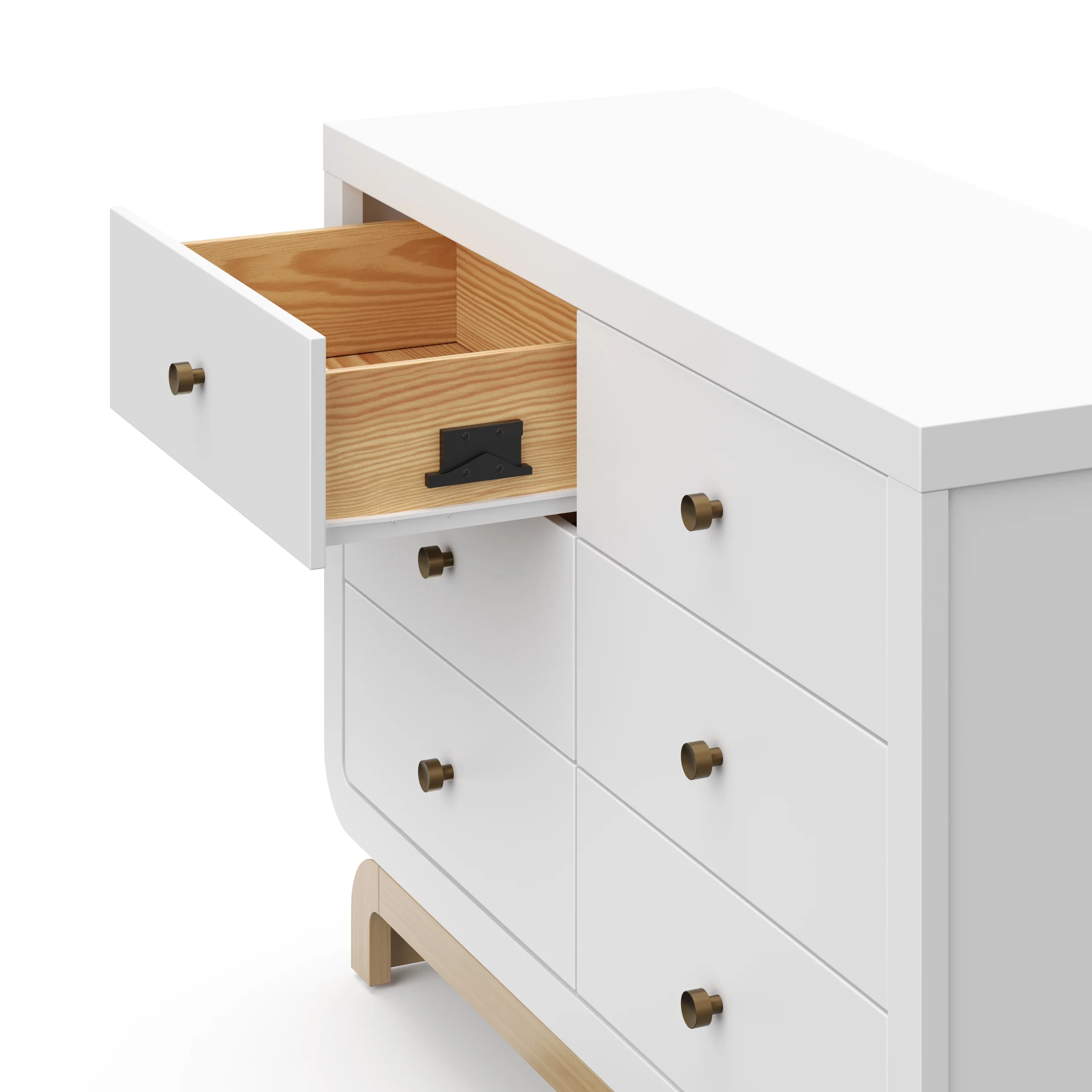 Storkcraft Santorini 6 Drawer Double Dresser, White/Driftwood