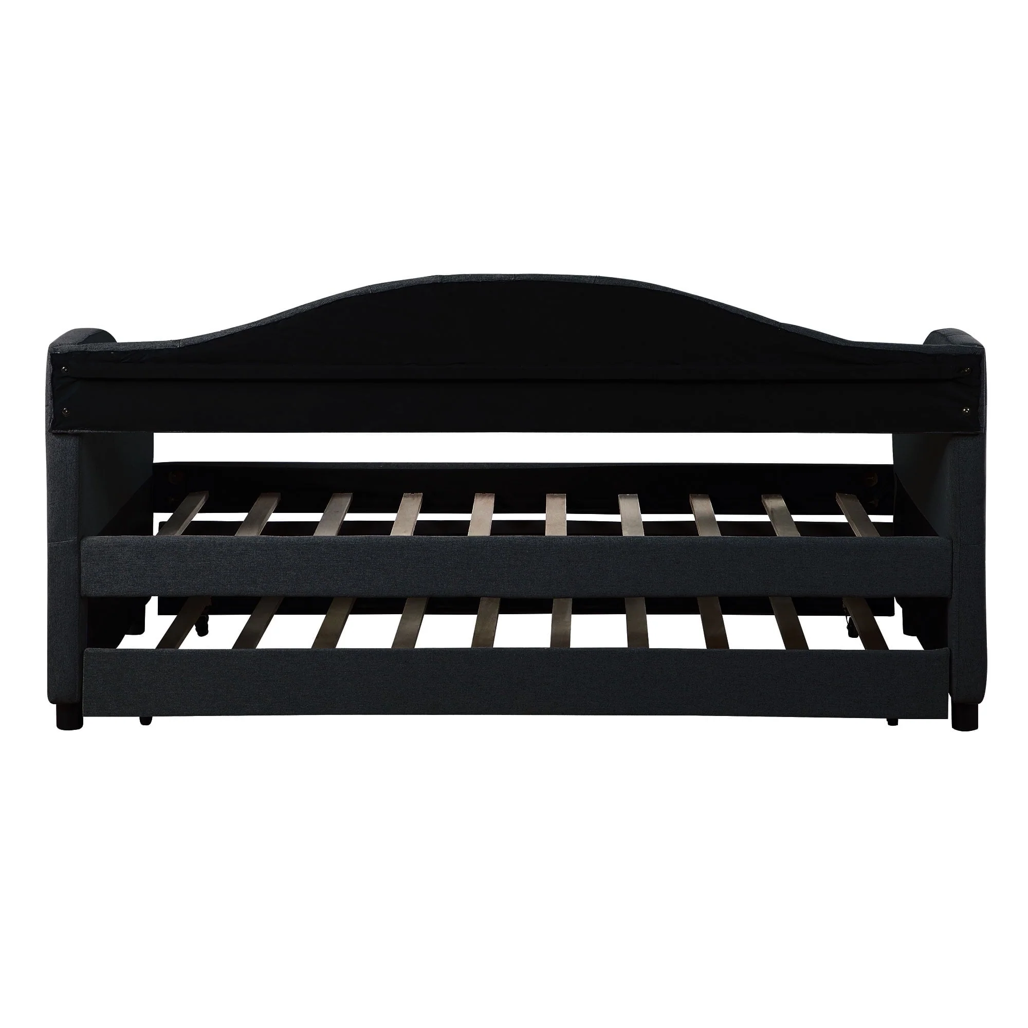 Euroco Upholstery Twin Size Daybed, Wood Tufted Daybed with Trundle for Kids Room, No Box Spring Needed, Dark Gray