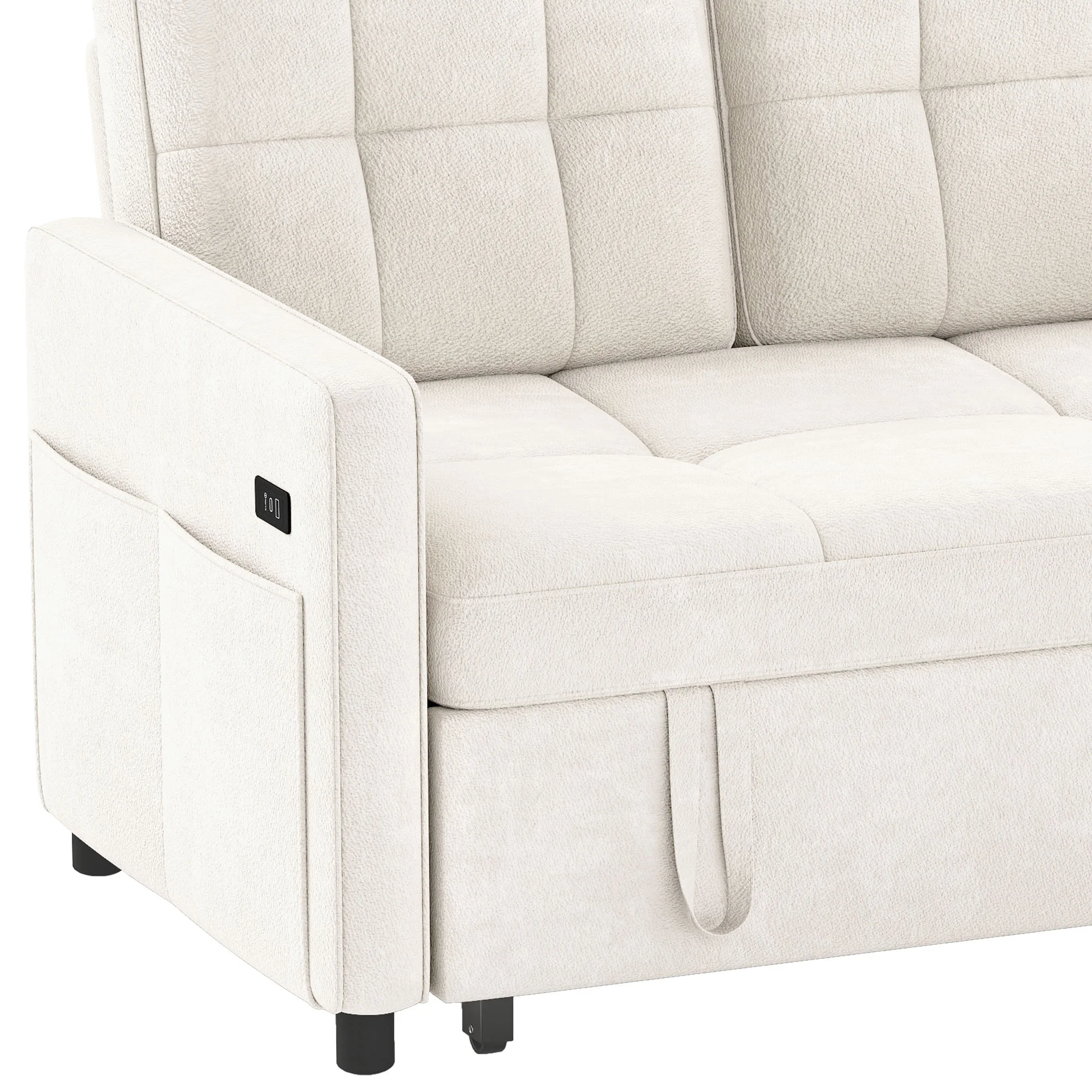 Dextrus  3-in-1 Convertible Futon Sofa Bed, Modern Sleeper Sofa with Pull-Out Bed for Small Place, Beige