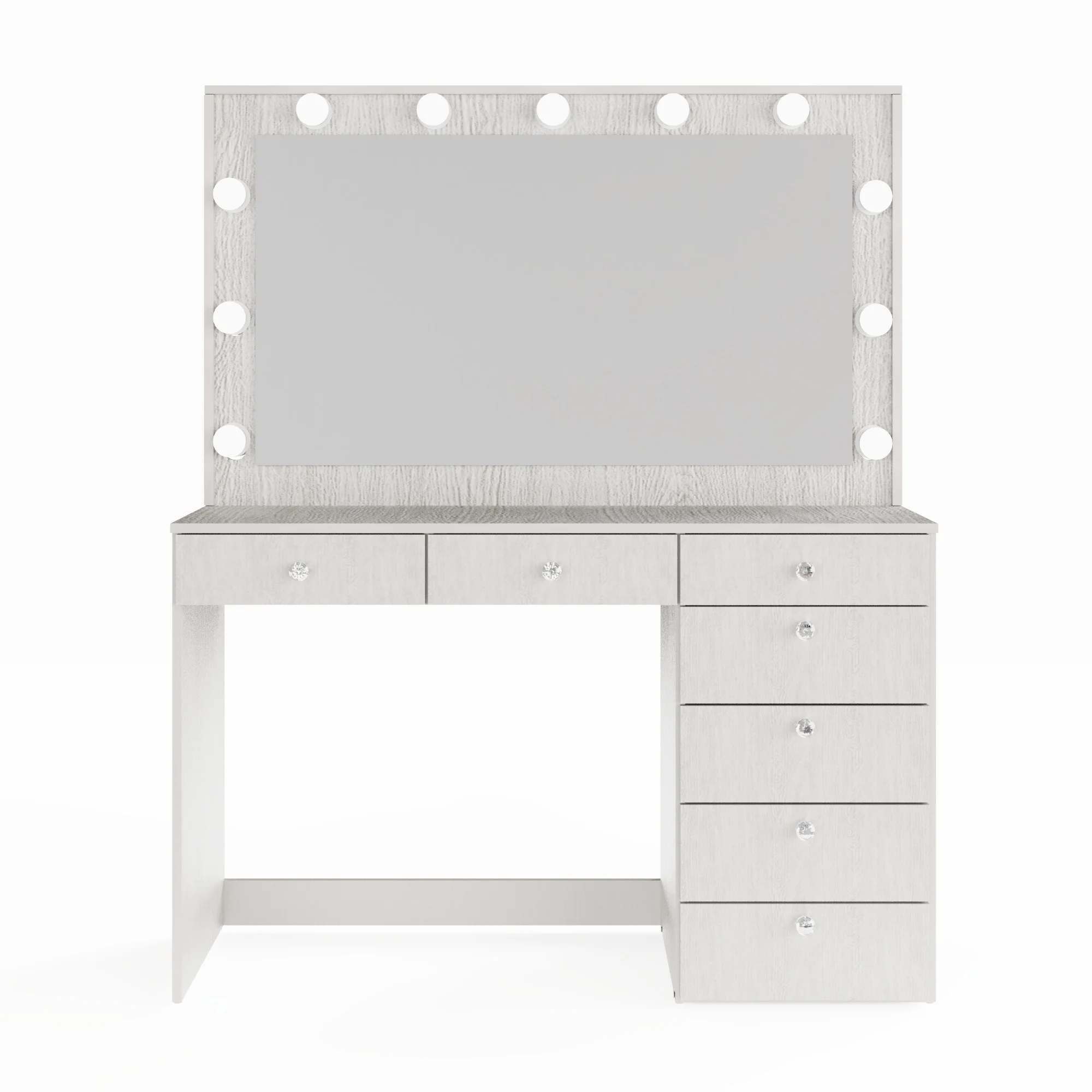 Boahaus GRWM Diana White Makeup Vanity with 7 Drawers, Mirror, Lights & Charging Station