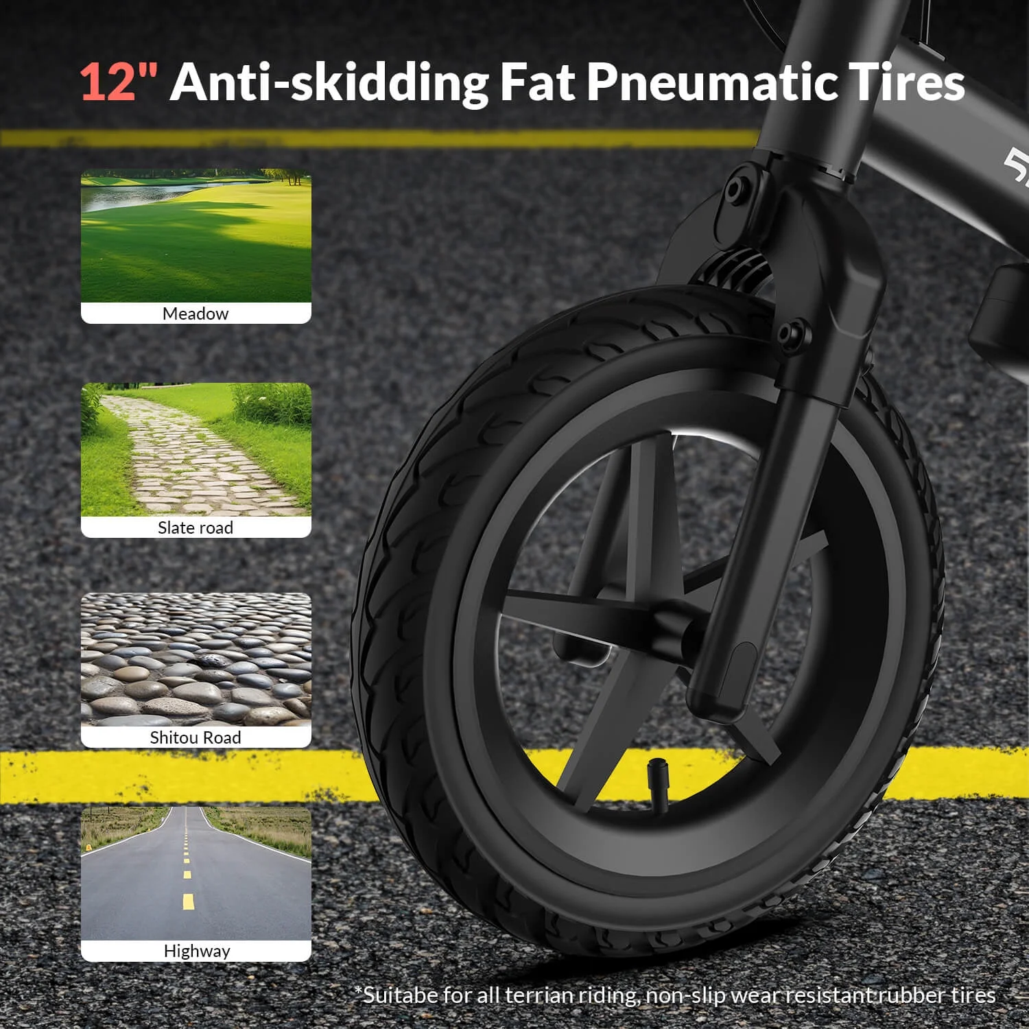 5Th Wheel KB09 150W Electric Balance Bike for Kids, Black - 12