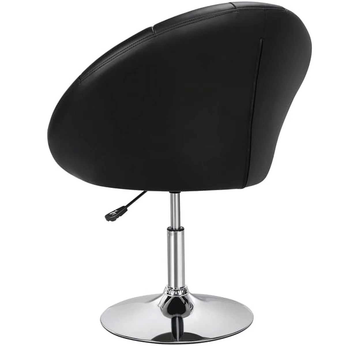 Alden Design Modern Tufted Adjustable Barrel Swivel Accent Chair, Black Faux Leather