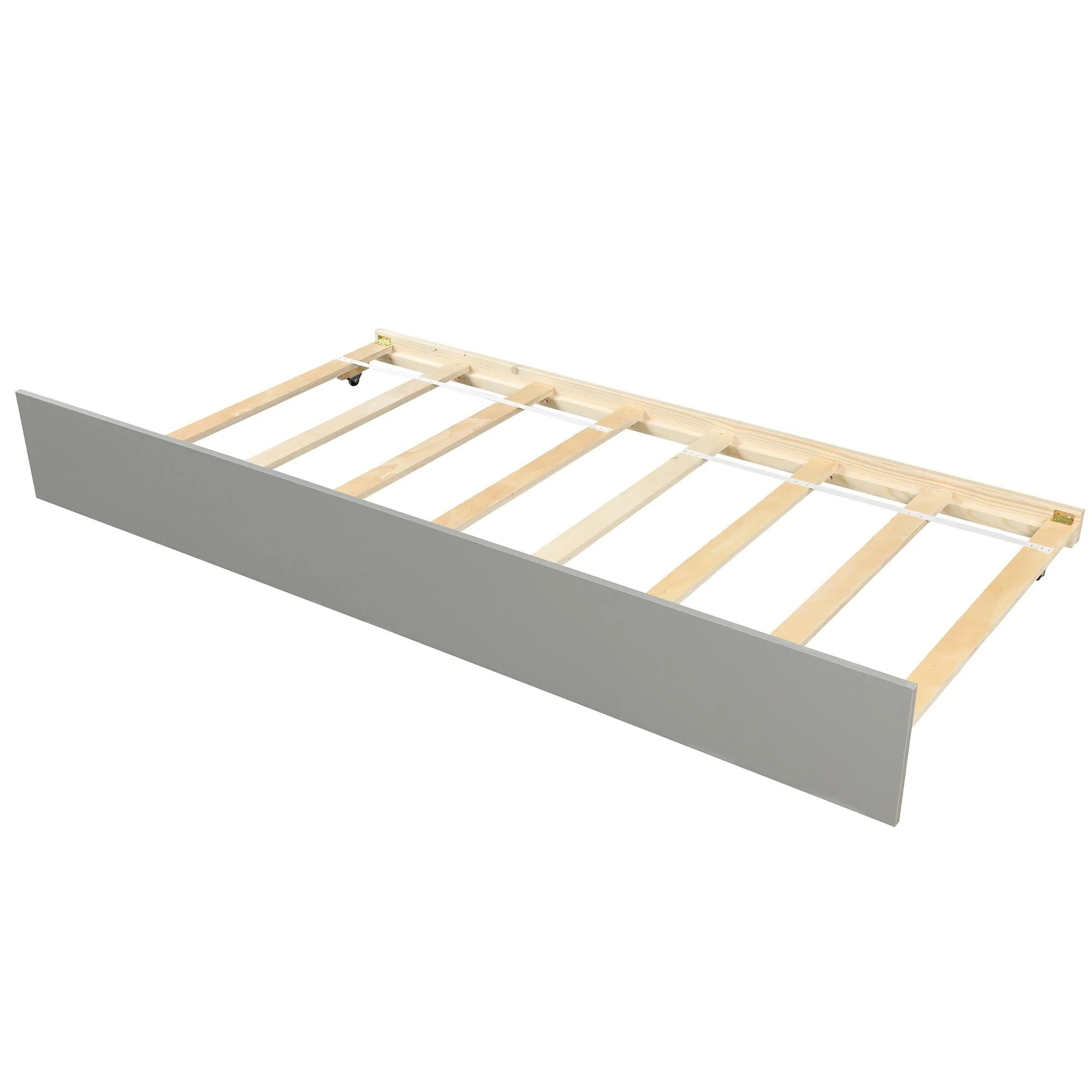 Bunk Bed, Twin Over Twin Wood Bunk Beds with Trundle and Storage, Converted to 2 Twin Beds Frame with Ladder and Stairs for Kids Adults, Saving Space, Gray