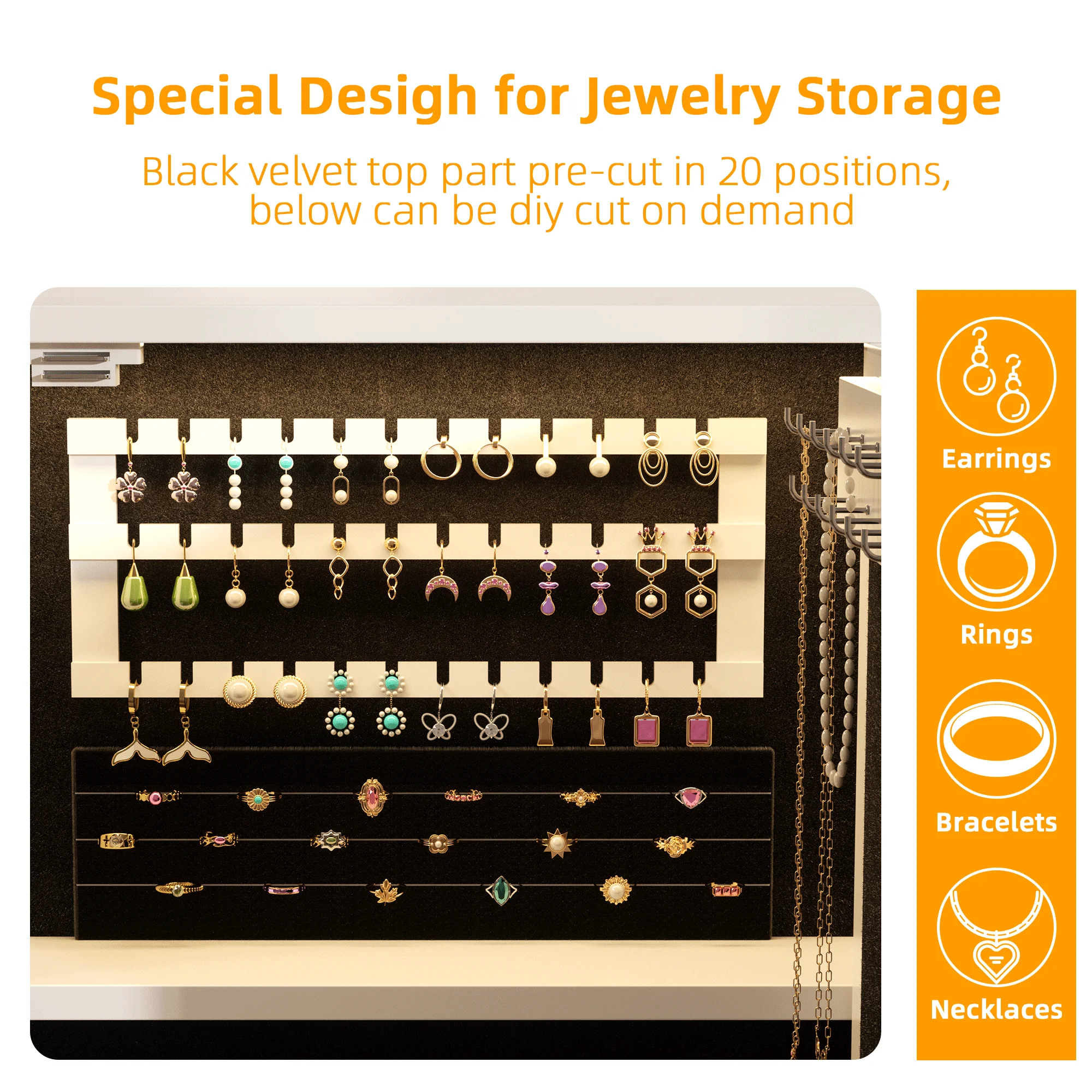 Semoic White Makeup Vanity Desk with LED Mirror and RGB Lights and Power Outlet, Morden Glass Top Vanity Table with Drawer & Storage Cabinet & Adjustable Shelves, Large Dressing Table for Bedroom