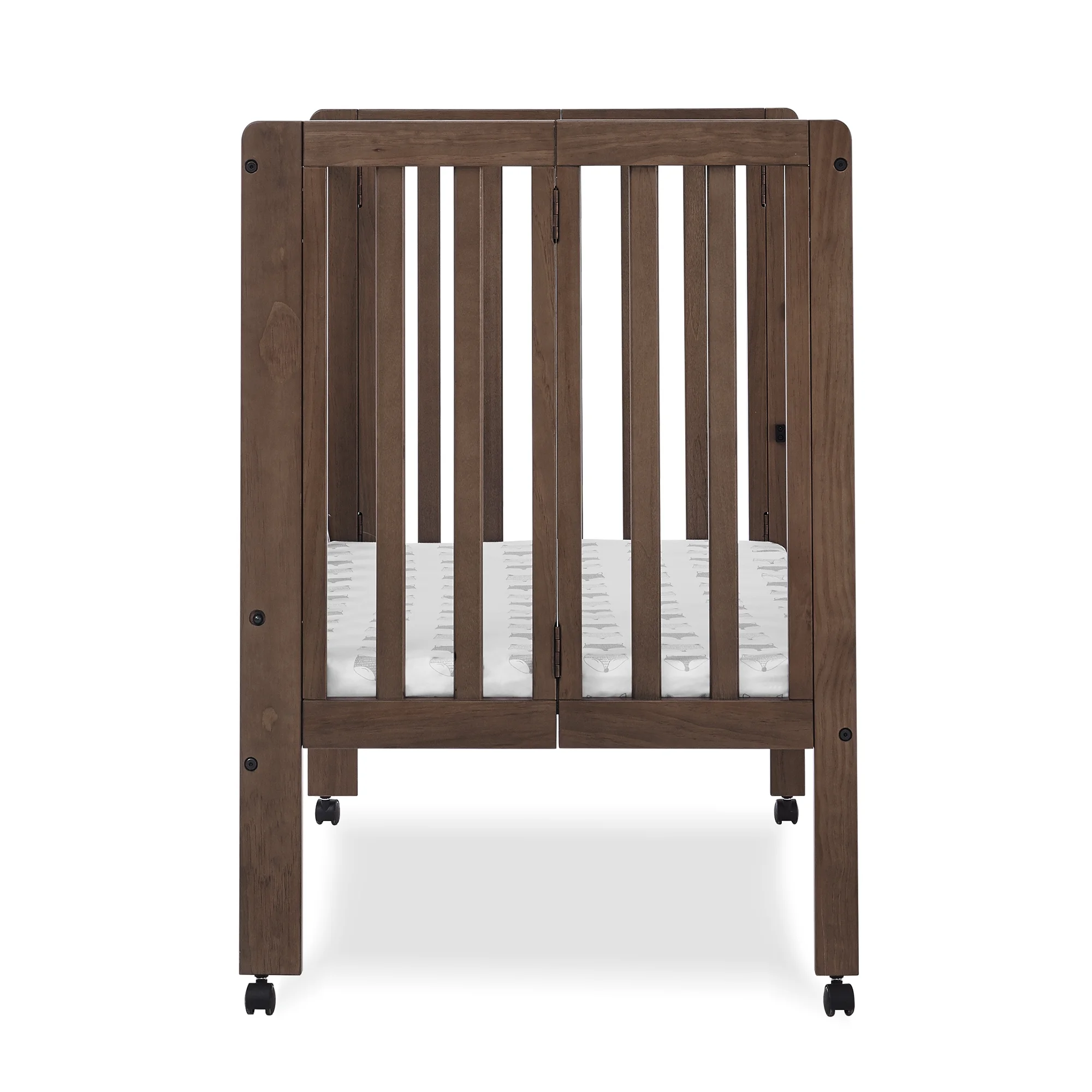 Delta Children Lee Portable Folding Mini Crib with 1.5-Inch Mattress - Greenguard Gold Certified, Bianca White