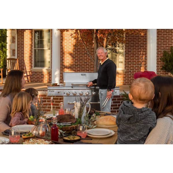 6-Burner Propane Gas Grill in Stainless Steel with Ceramic Searing Side Burner and Rotisserie Kit