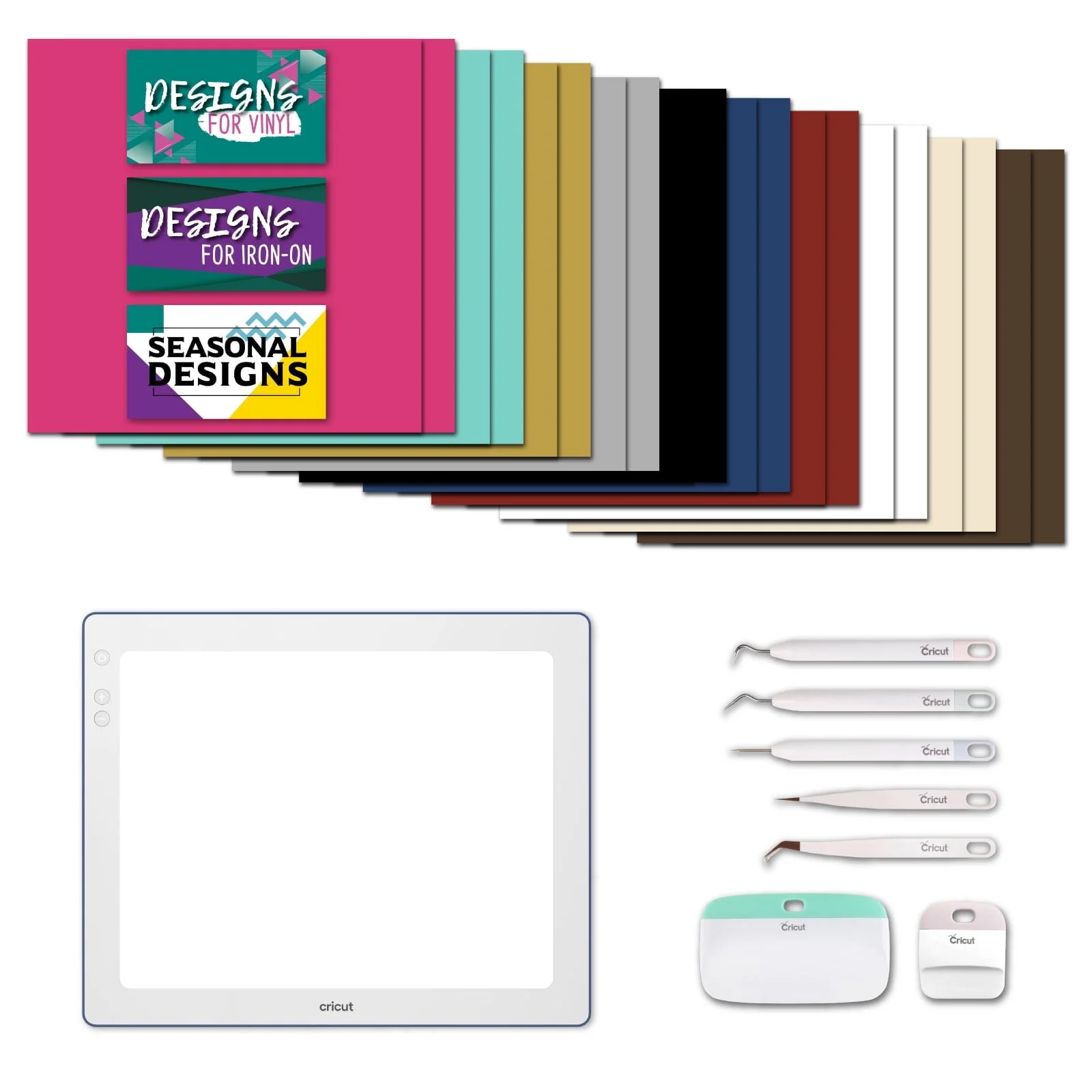 Cricut BrightPad Go Premium Vinyl and Essential Vinyl Tools Bundle