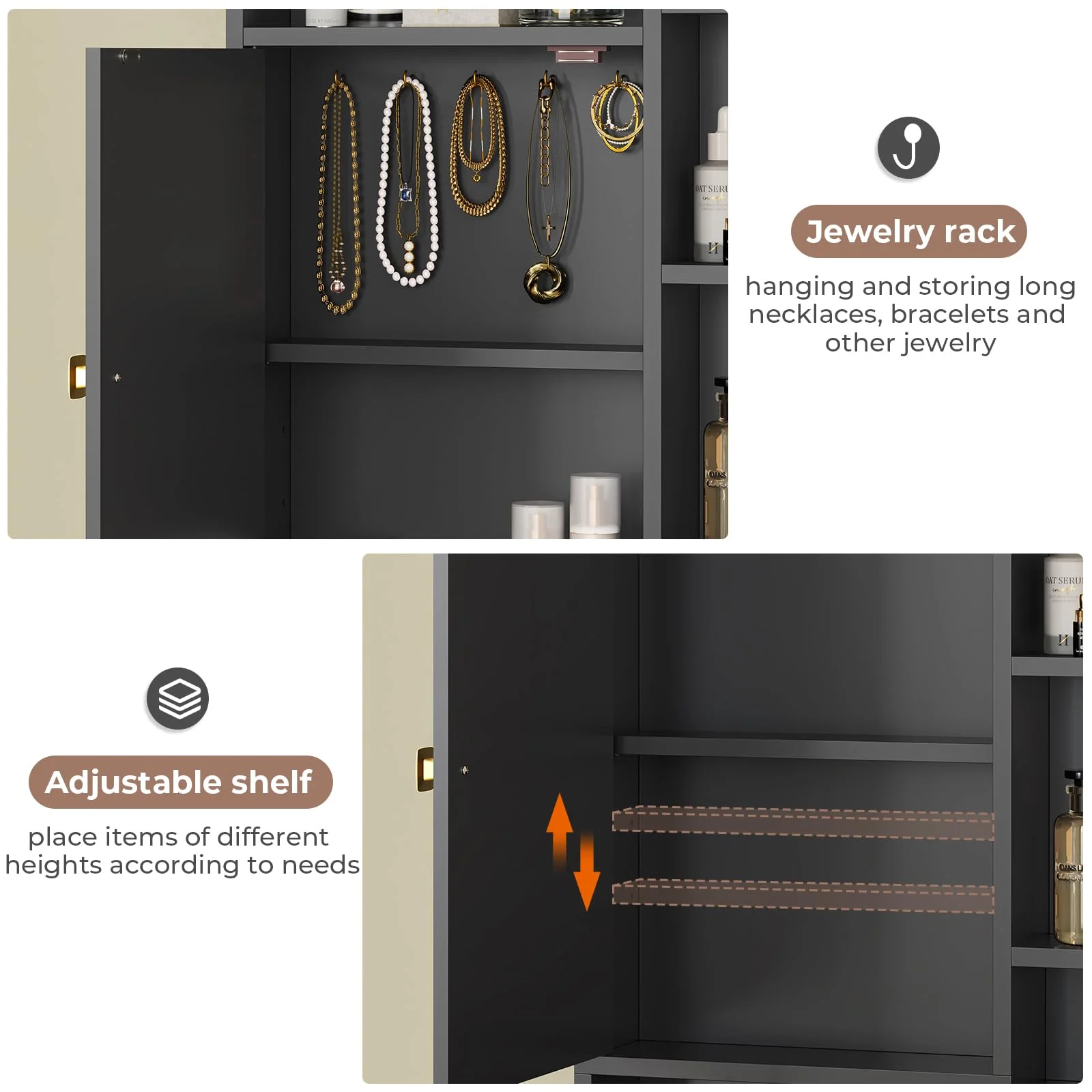 Makeup Vanity Desk with Lighted Mirror & Charging Stations & 6 Drawers Large Vanity Table Bedroom Dressing Table with Glass Tabletop&Side Cabinet&Glass Tabletop, Black