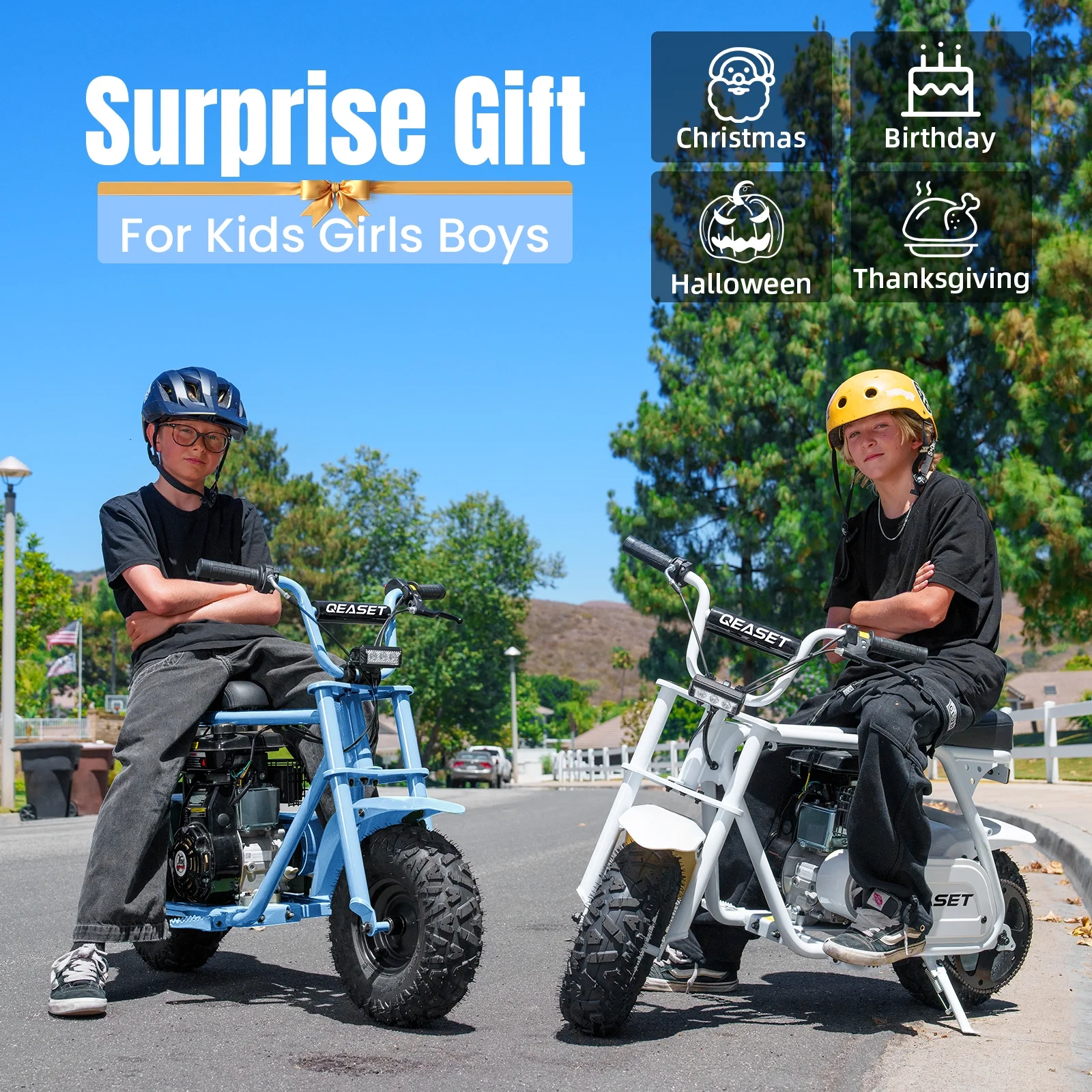 QEASET MB001 Gas Powered Mini Dirt Bike 99CC for Teens and Adults, 25MPH Off Road Motorcycle, Weight Support Up to 200 LBS - Black