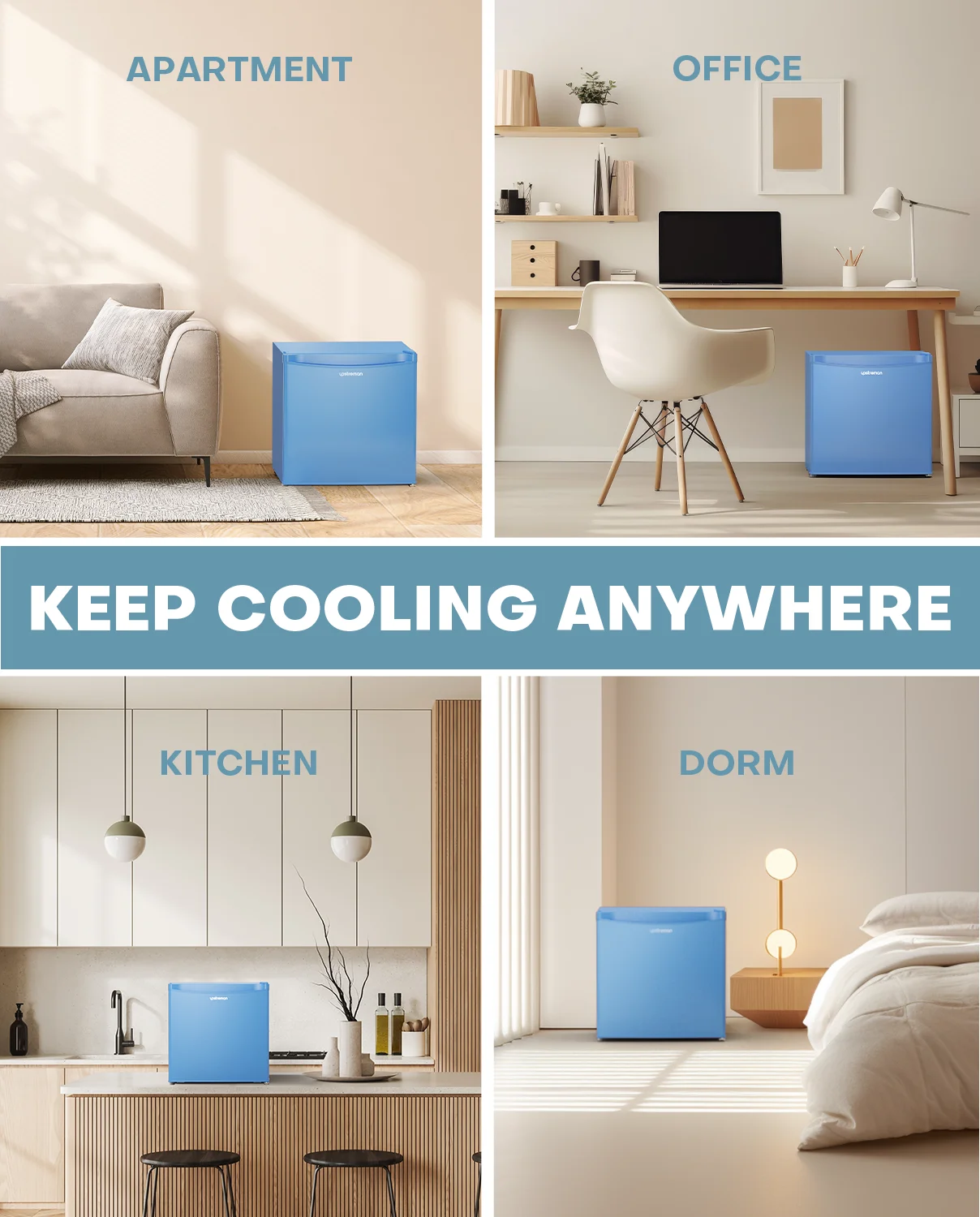 Upstreman 1.7 Cu ft Mini Fridge with Freezer Single Door Compact Refrigerator, Low Noise, Energy Saving, Adjustable Temperature, Reversible Door, for Home Office Dorm, Black FR17