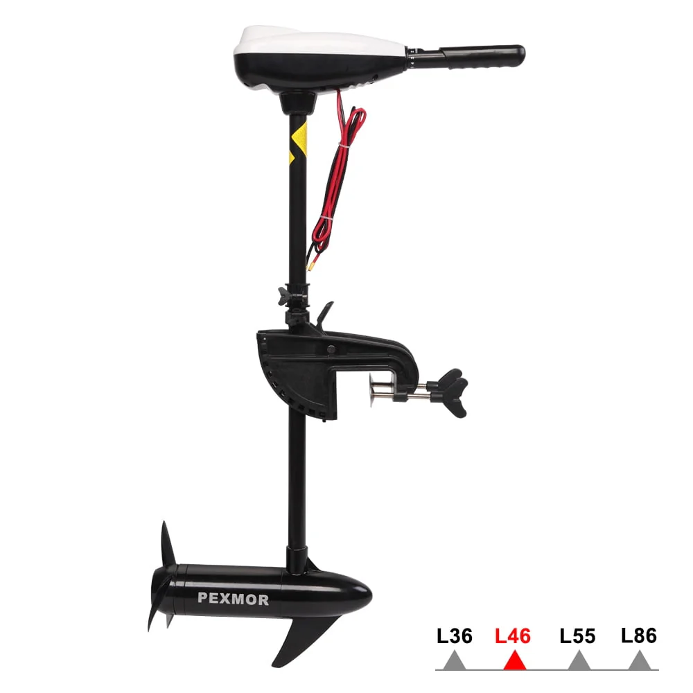 PEXMOR Electric Trolling Motor 46LBS Thrust Saltwater Transom Mounted w/LED Battery Indicator 8 Variable Speed for Kayak
