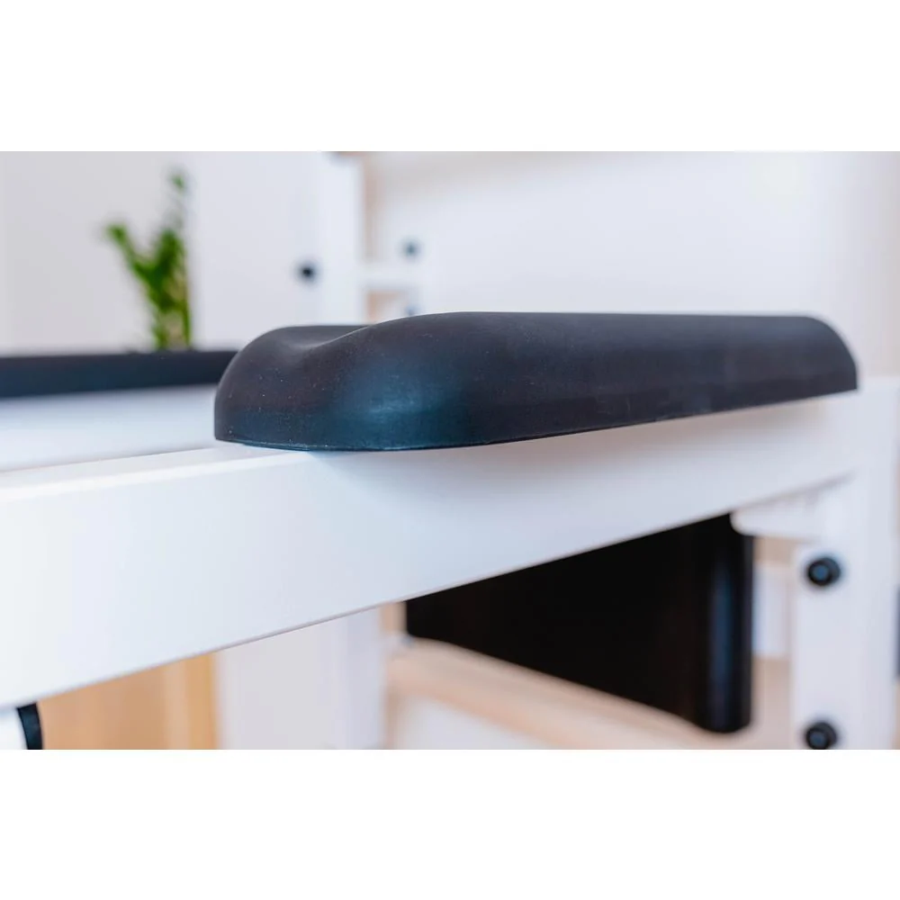 BenchK 733 White Wall bars with convertible steel 6-grip pull-up bar that can also be used as a barbell holder, dip bar with back support and advanced workout bench